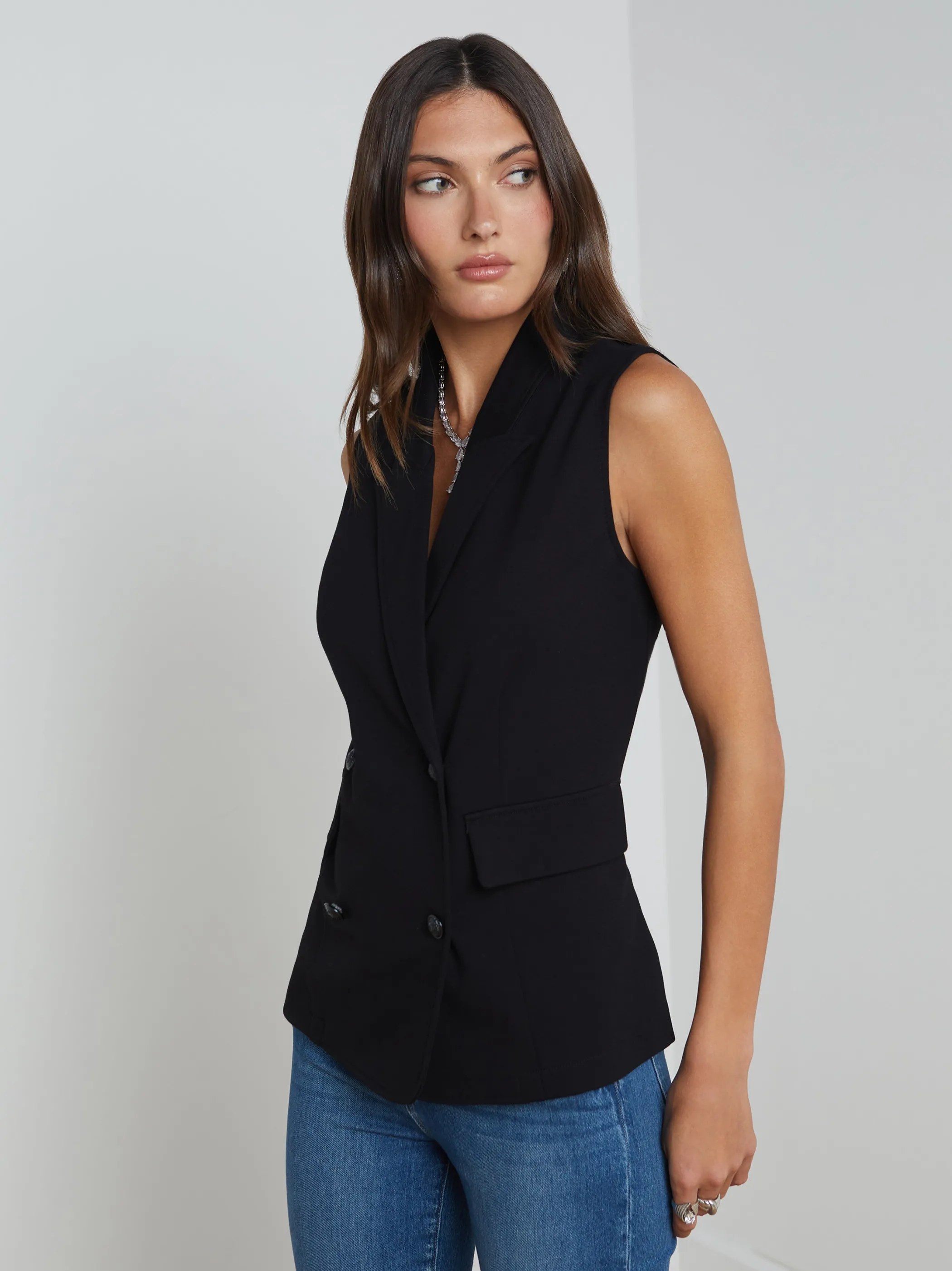 aldora_vest_2.webp Blouses & Tops | Blazers & Jackets*L'AGENCE ALDORA VEST Black