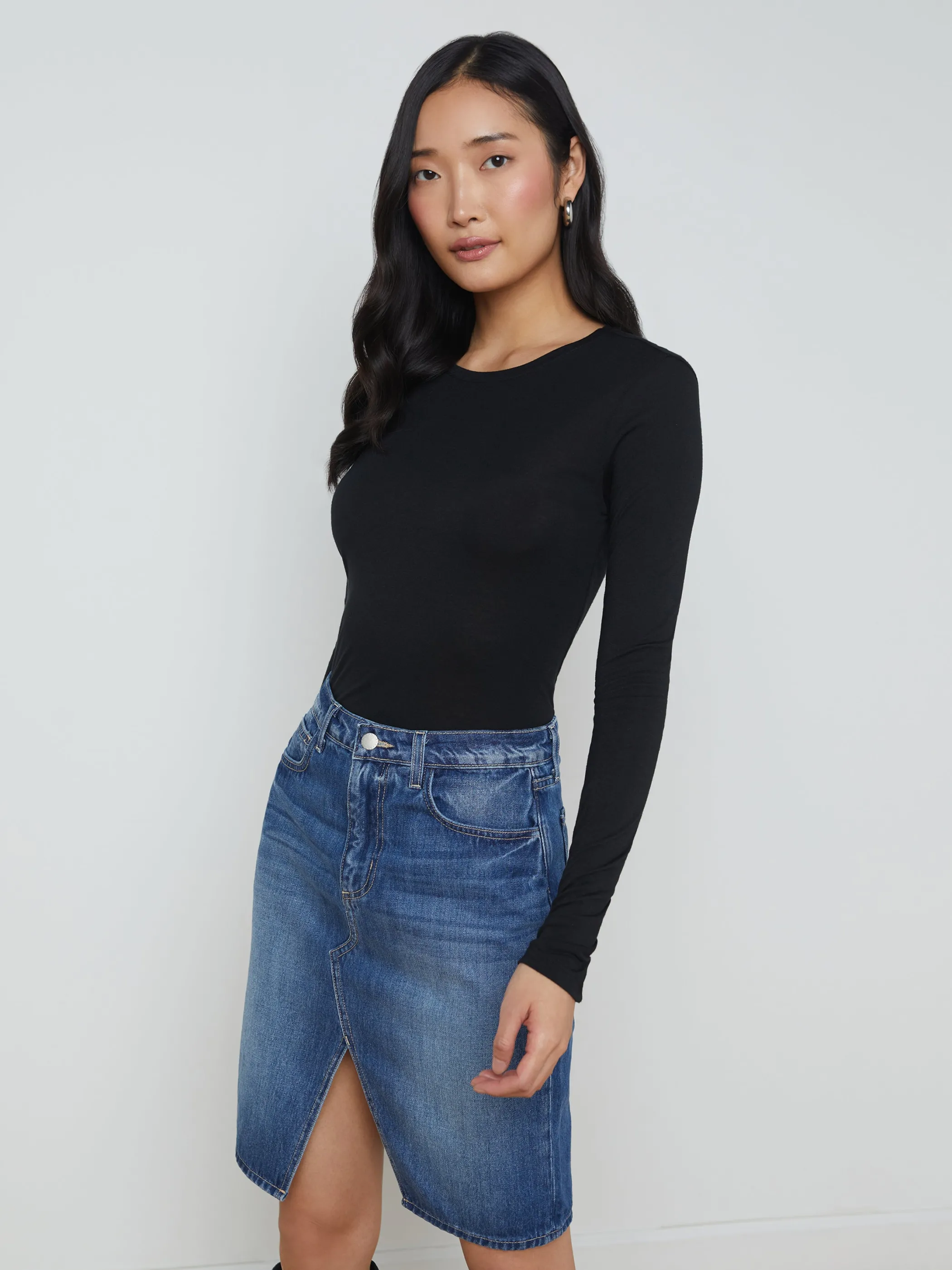 Tees*L'AGENCE AYLA CASHMERE JERSEY TEE Black