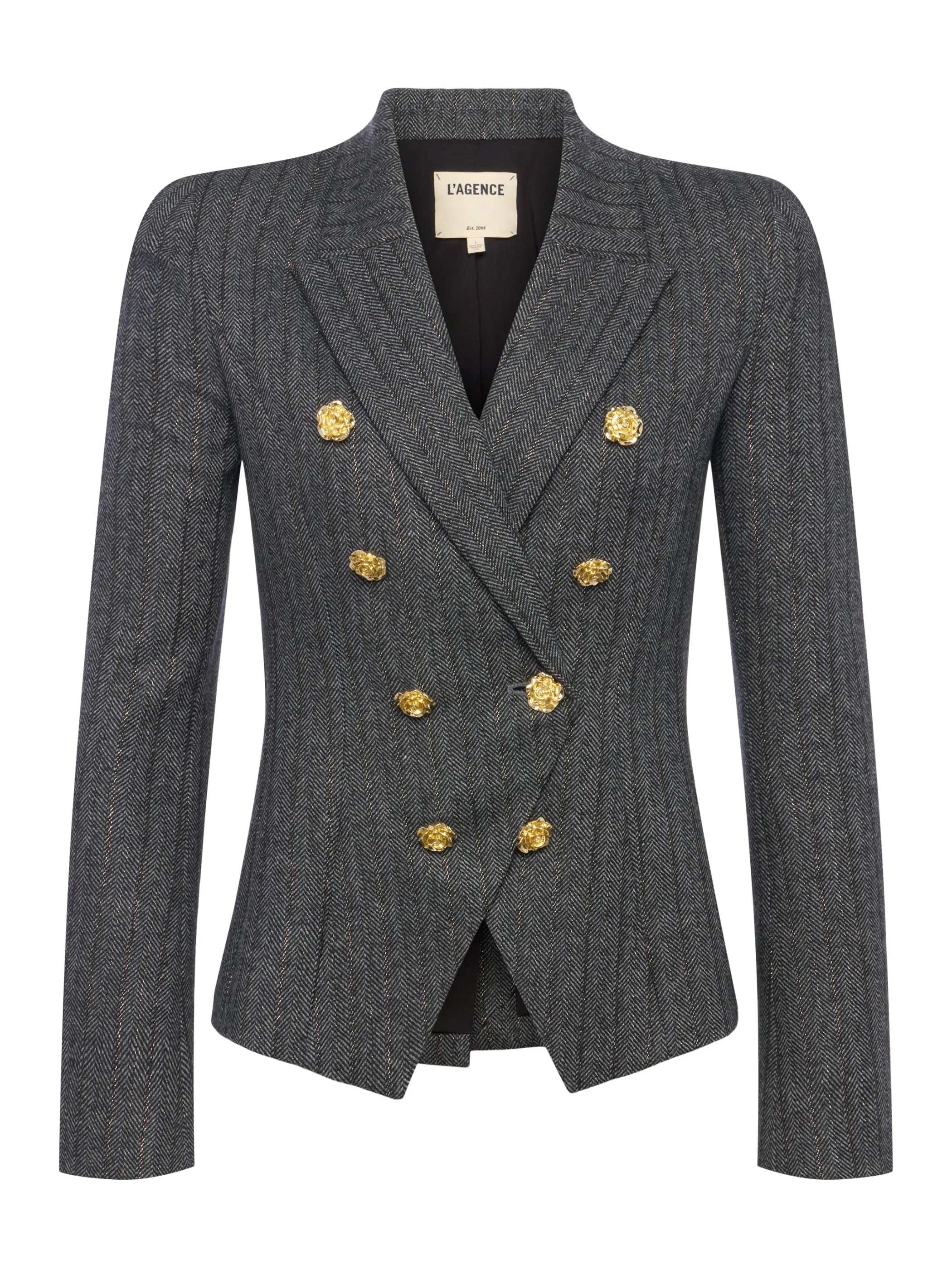 bethany_herringbone_blazer_6.webp Matching Sets | Blazers & Jackets*L'AGENCE BETHANY HERRINGBONE BLAZER GreyHerringbone