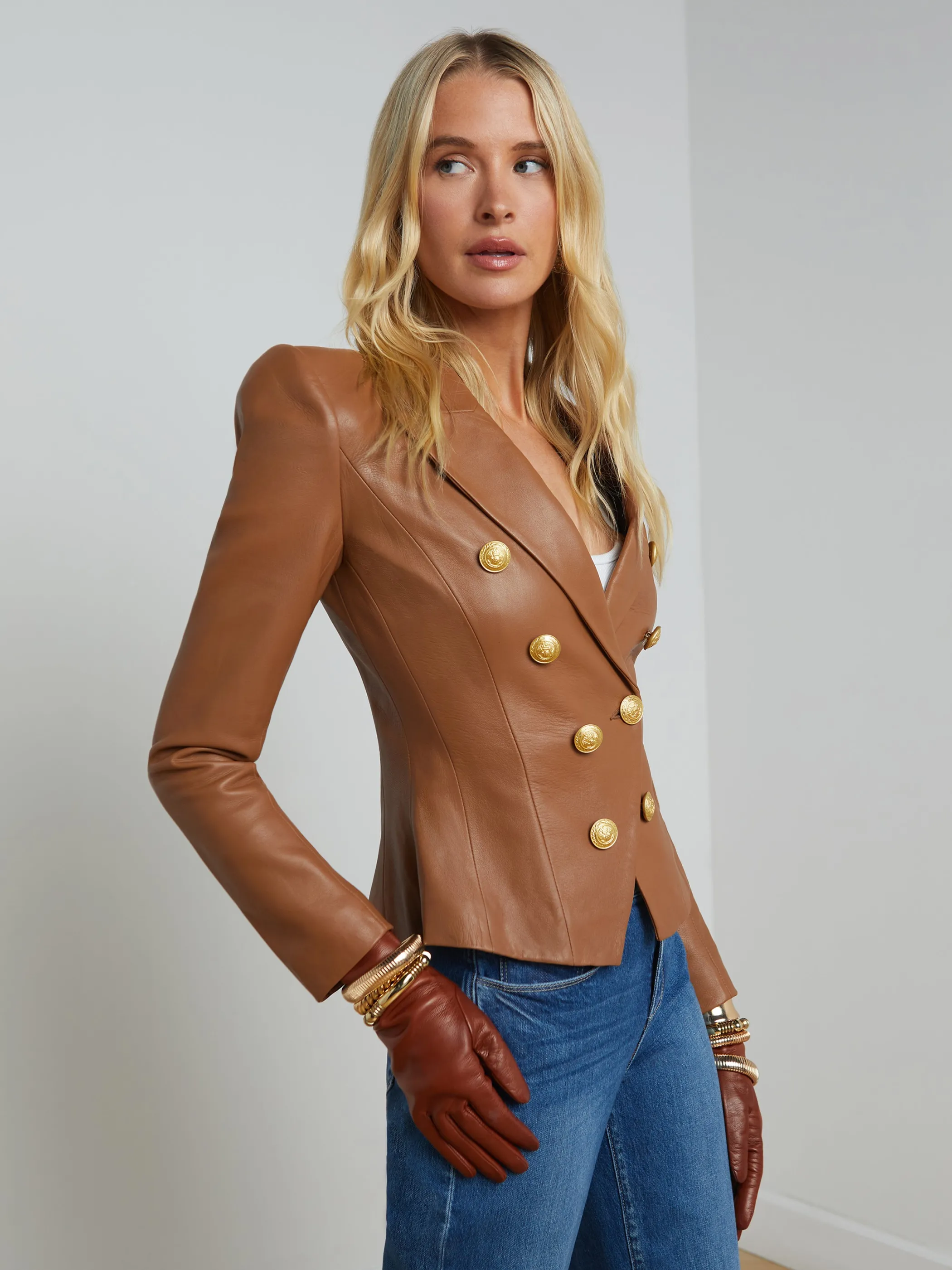 bethany_leather_tapered_blazer_2.webp Blazers & Jackets*L'AGENCE BETHANY LEATHER TAPERED BLAZER SoftCognac
