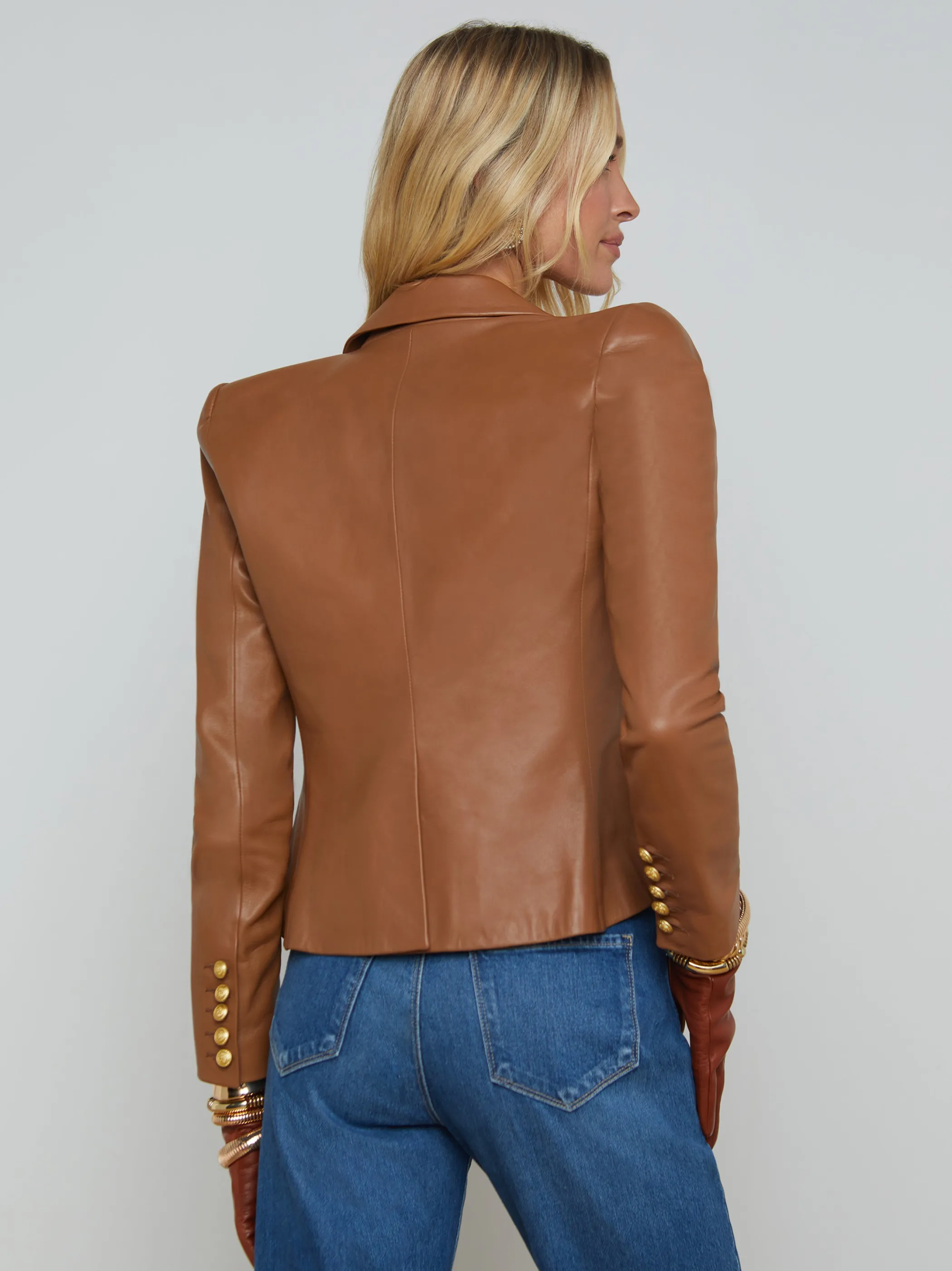 bethany_leather_tapered_blazer_3.webp Blazers & Jackets*L'AGENCE BETHANY LEATHER TAPERED BLAZER SoftCognac