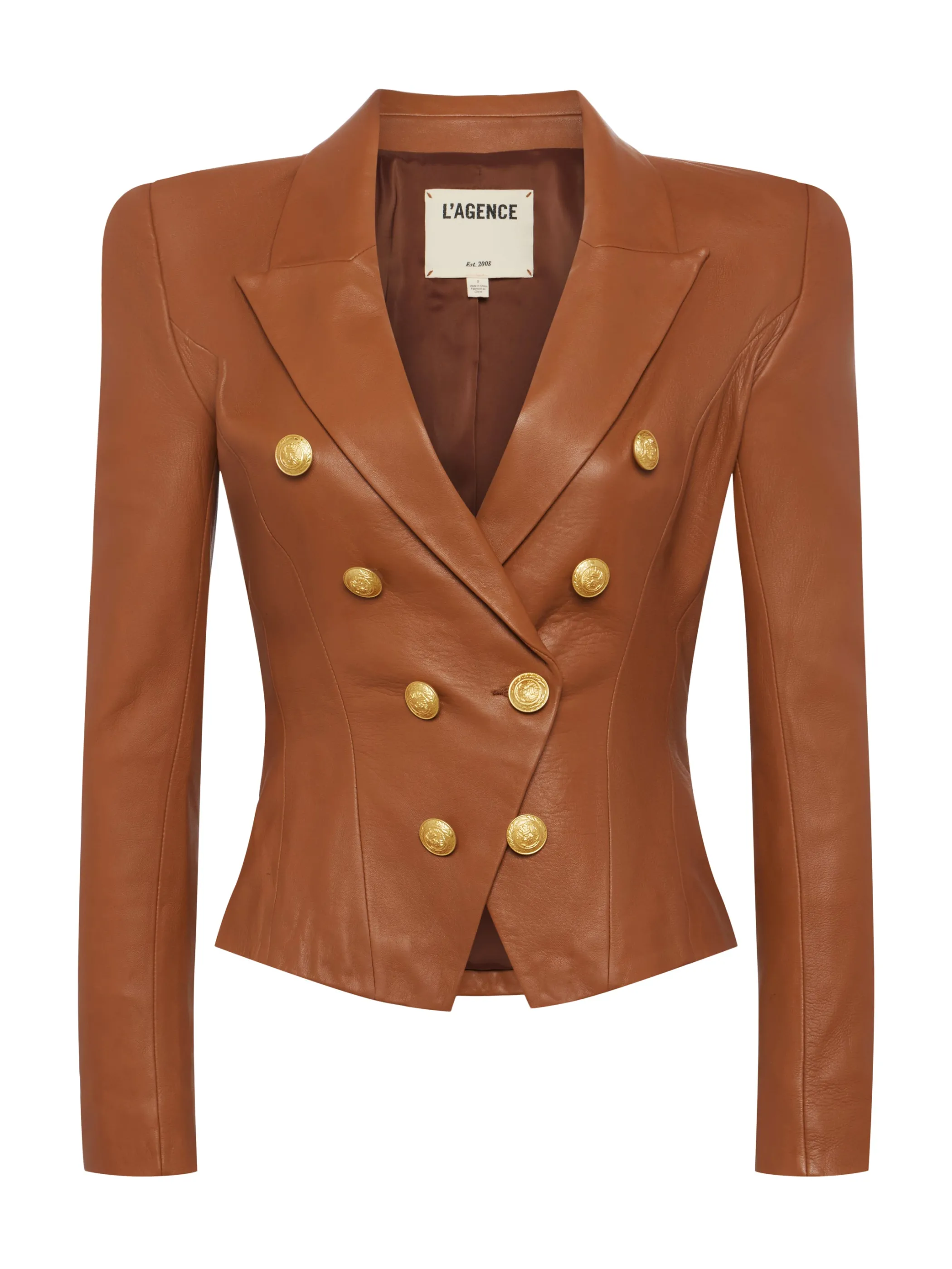 bethany_leather_tapered_blazer_5.webp Blazers & Jackets*L'AGENCE BETHANY LEATHER TAPERED BLAZER SoftCognac