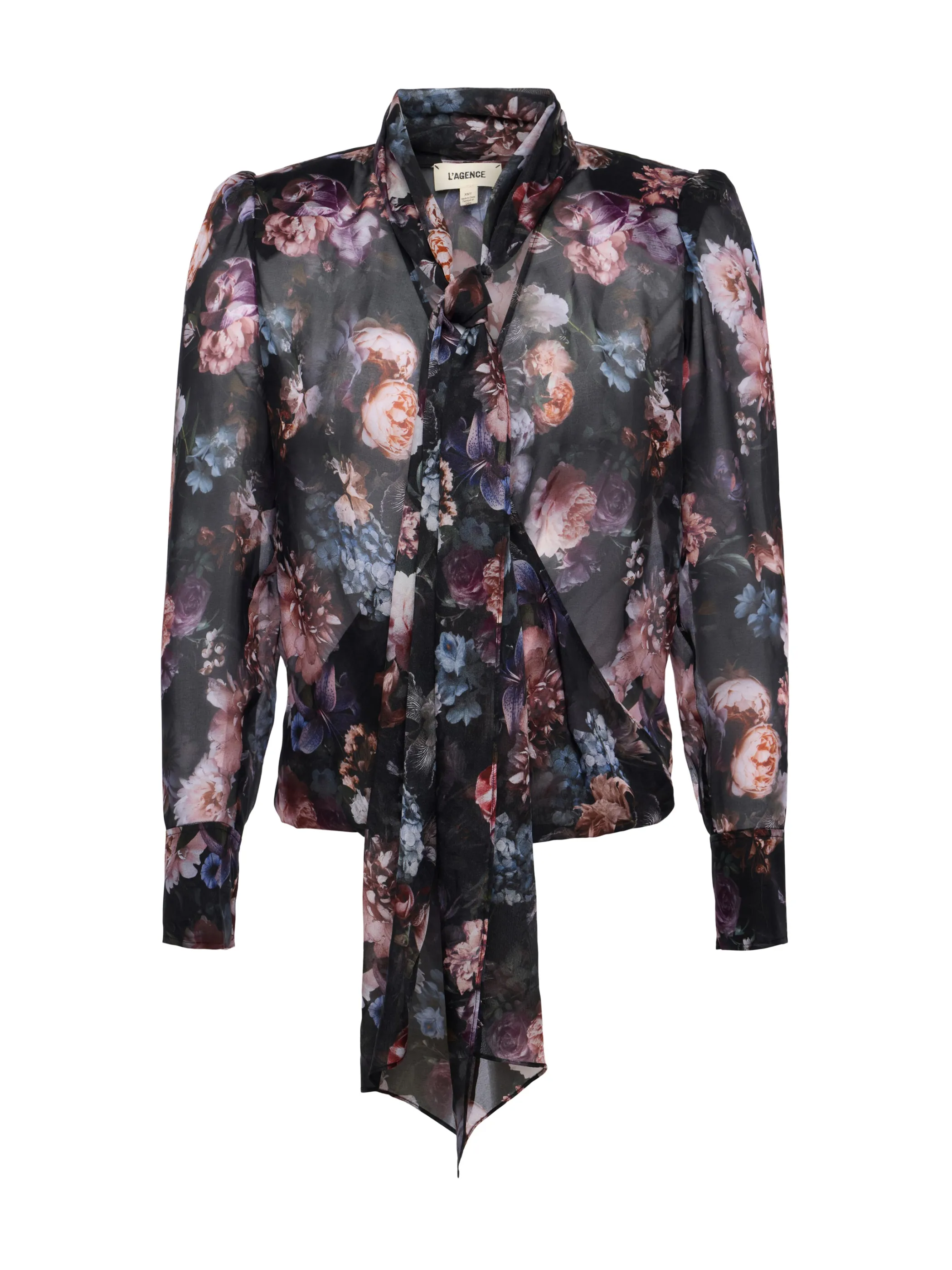 cambria_silk_tieneck_blouse_5.webp Blouses & Tops*L'AGENCE CAMBRIA SILK TIE-NECK BLOUSE BlackMultiVintageOilFlower