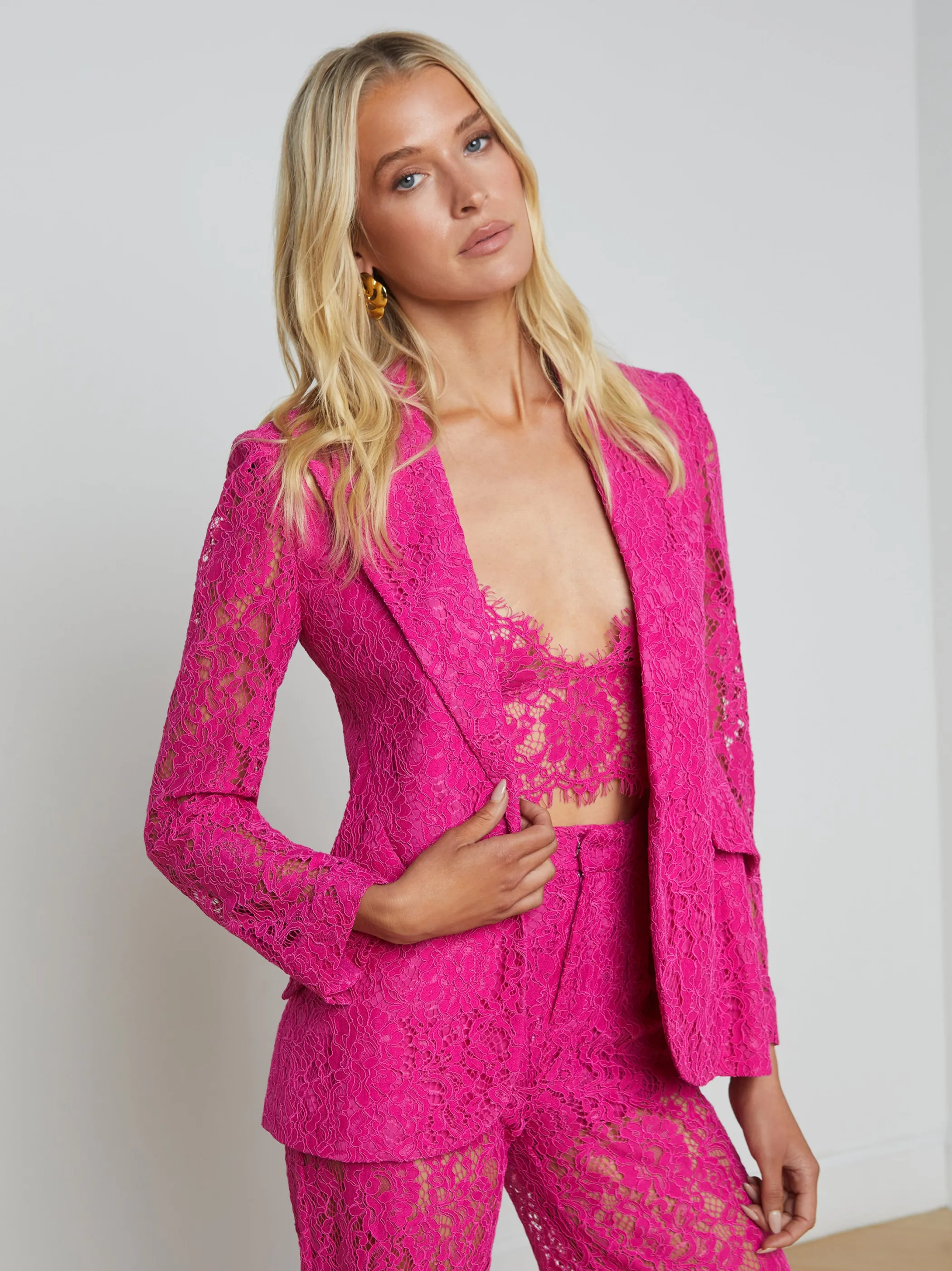chamberlain_lace_blazer_2.webp Matching Sets | Blazers & Jackets*L'AGENCE CHAMBERLAIN LACE BLAZER LightRuby