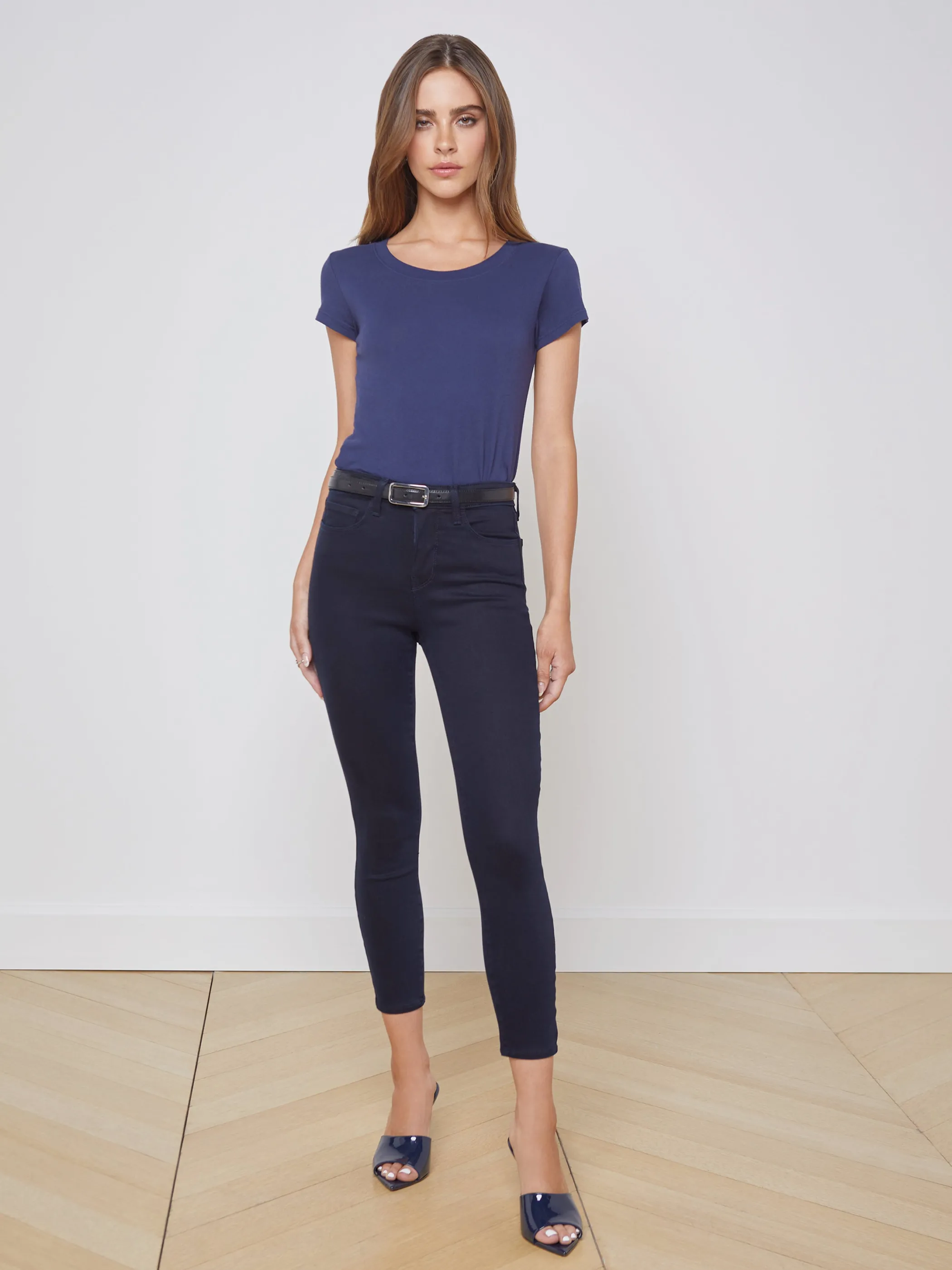 Tees*L'AGENCE CORY COTTON SCOOPNECK TEE Navy