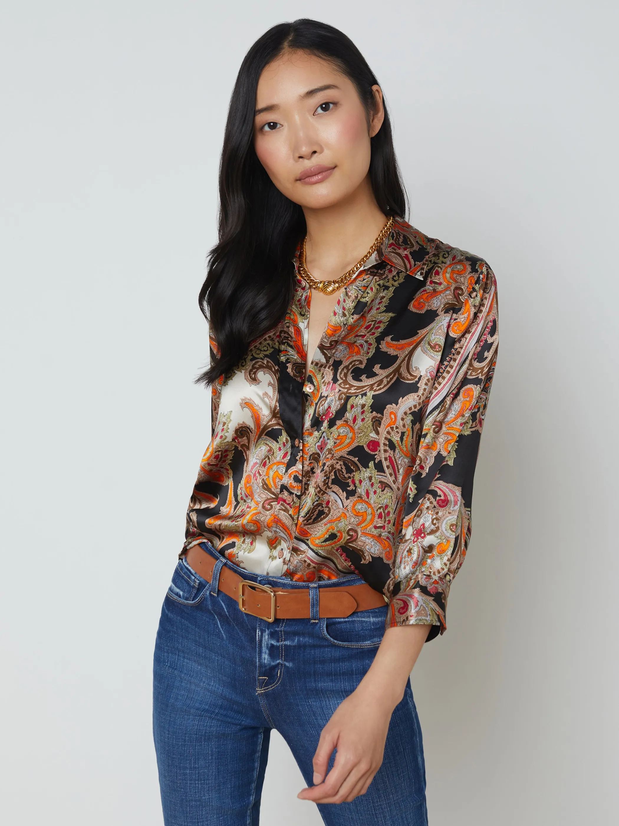 dani_silk_blouse_2-11.webp Blouses & Tops*L'AGENCE DANI SILK BLOUSE TonalTanPaisleyMedallion