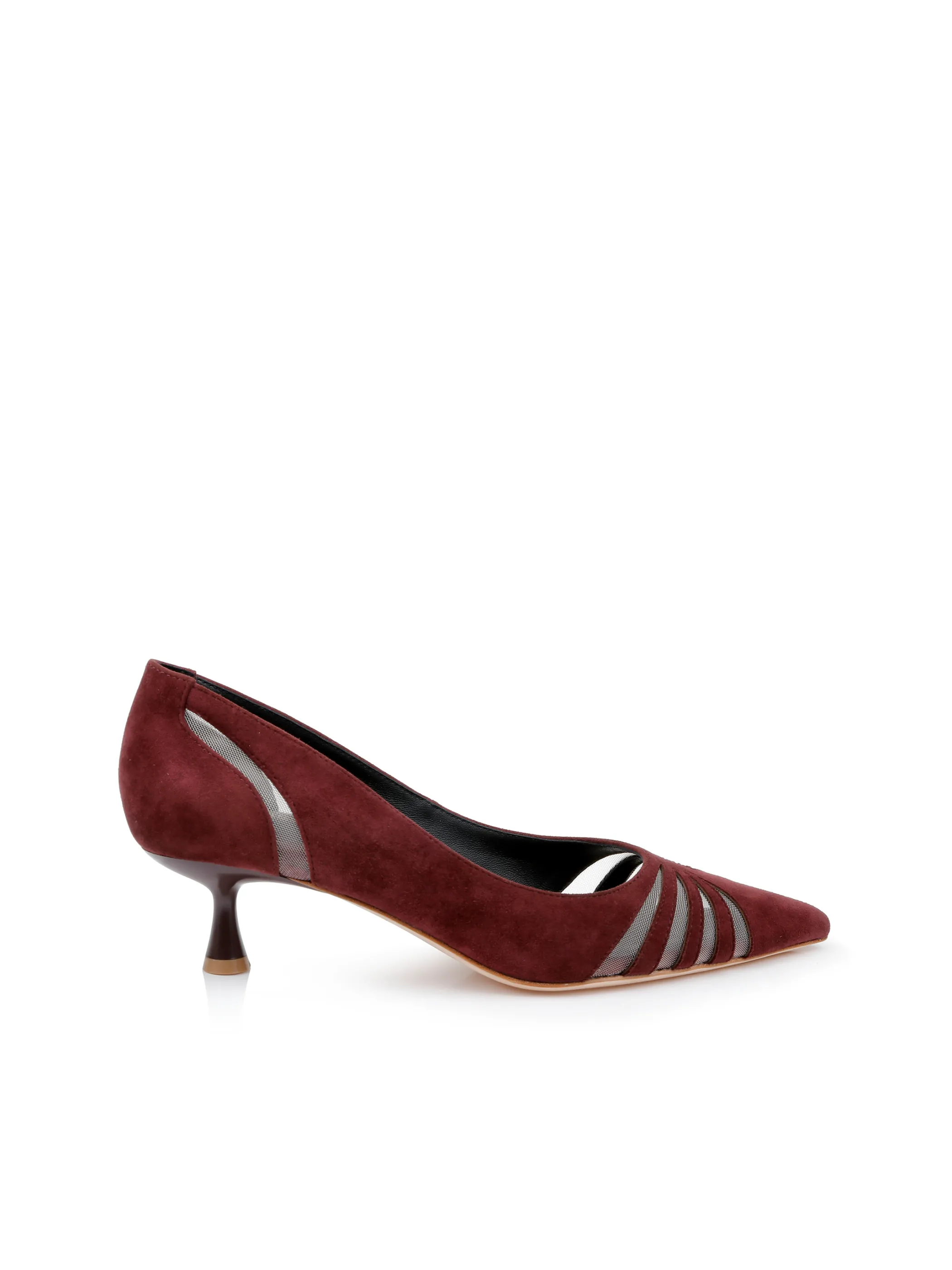 Heels*L'AGENCE EGLANTINE SUEDE KITTEN PUMP BurgundySuede
