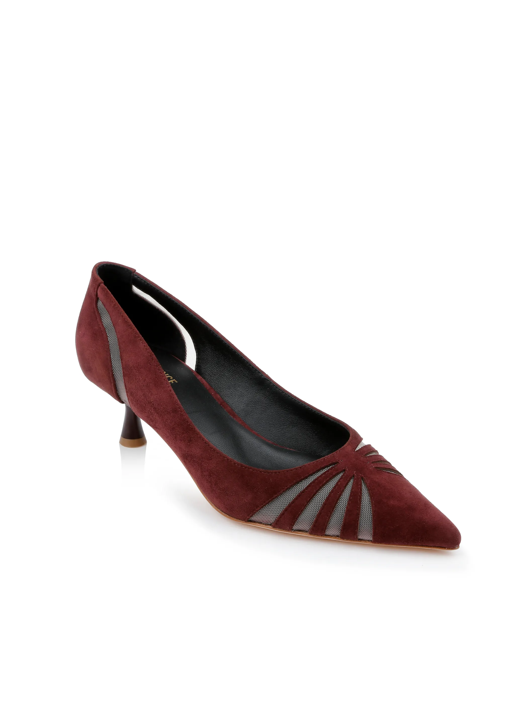 Heels*L'AGENCE EGLANTINE SUEDE KITTEN PUMP BurgundySuede