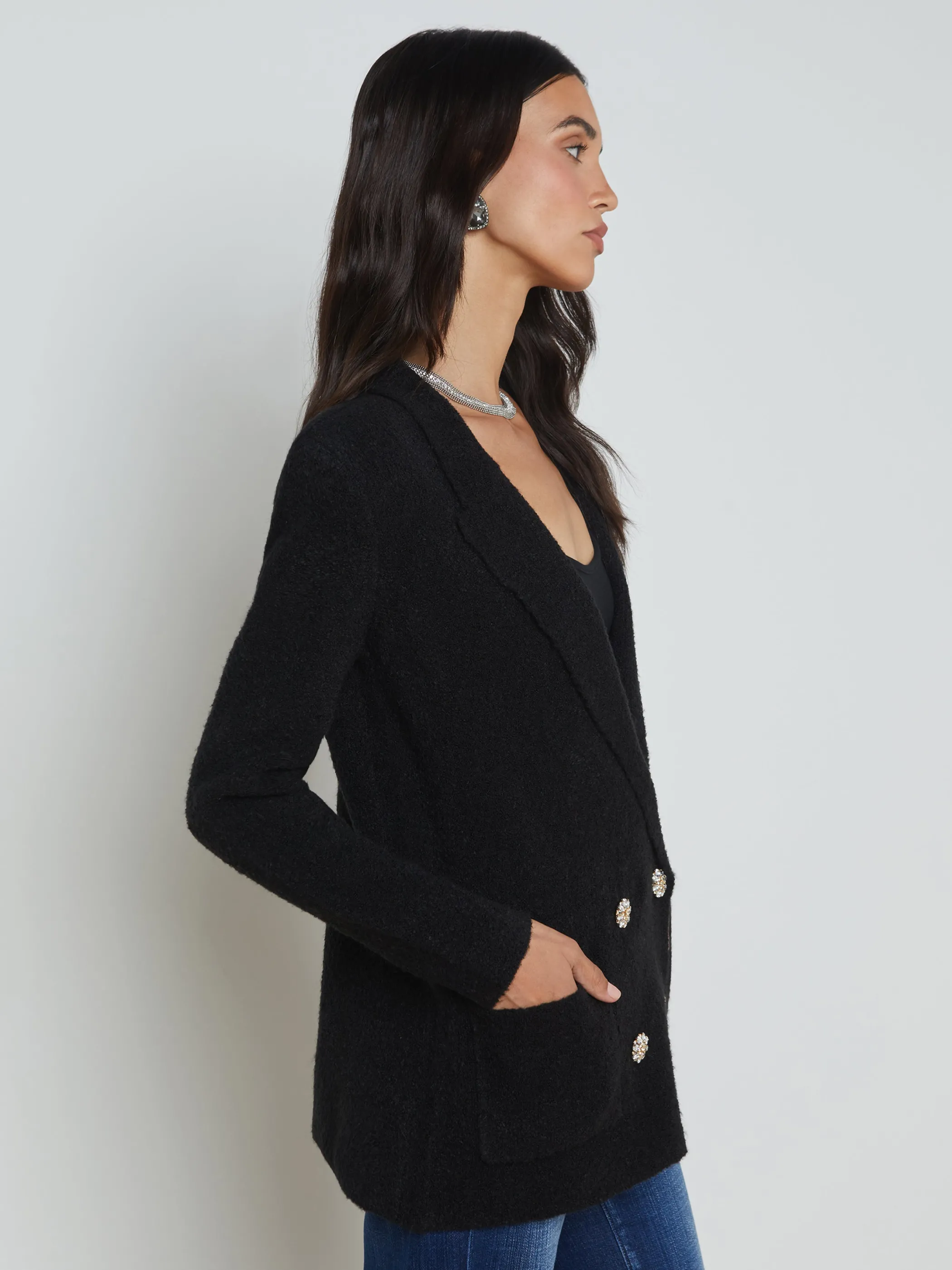 eileen_knit_boyfriend_blazer_3.webp Knitwear | Blazers & Jackets*L'AGENCE EILEEN KNIT BOYFRIEND BLAZER Black/Crystal