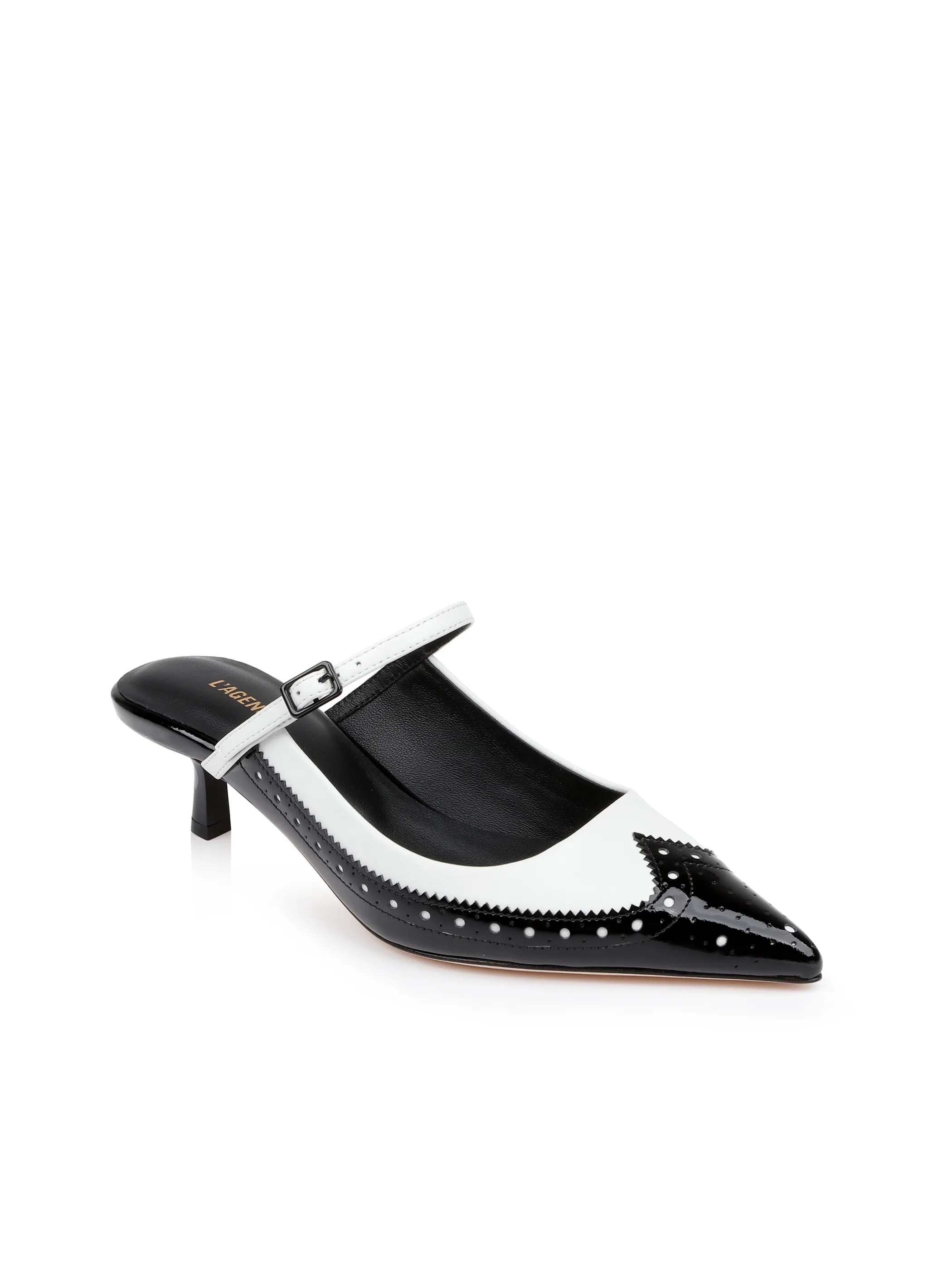Heels*L'AGENCE ELLE PATENT LEATHER MULE Black/WhitePatent