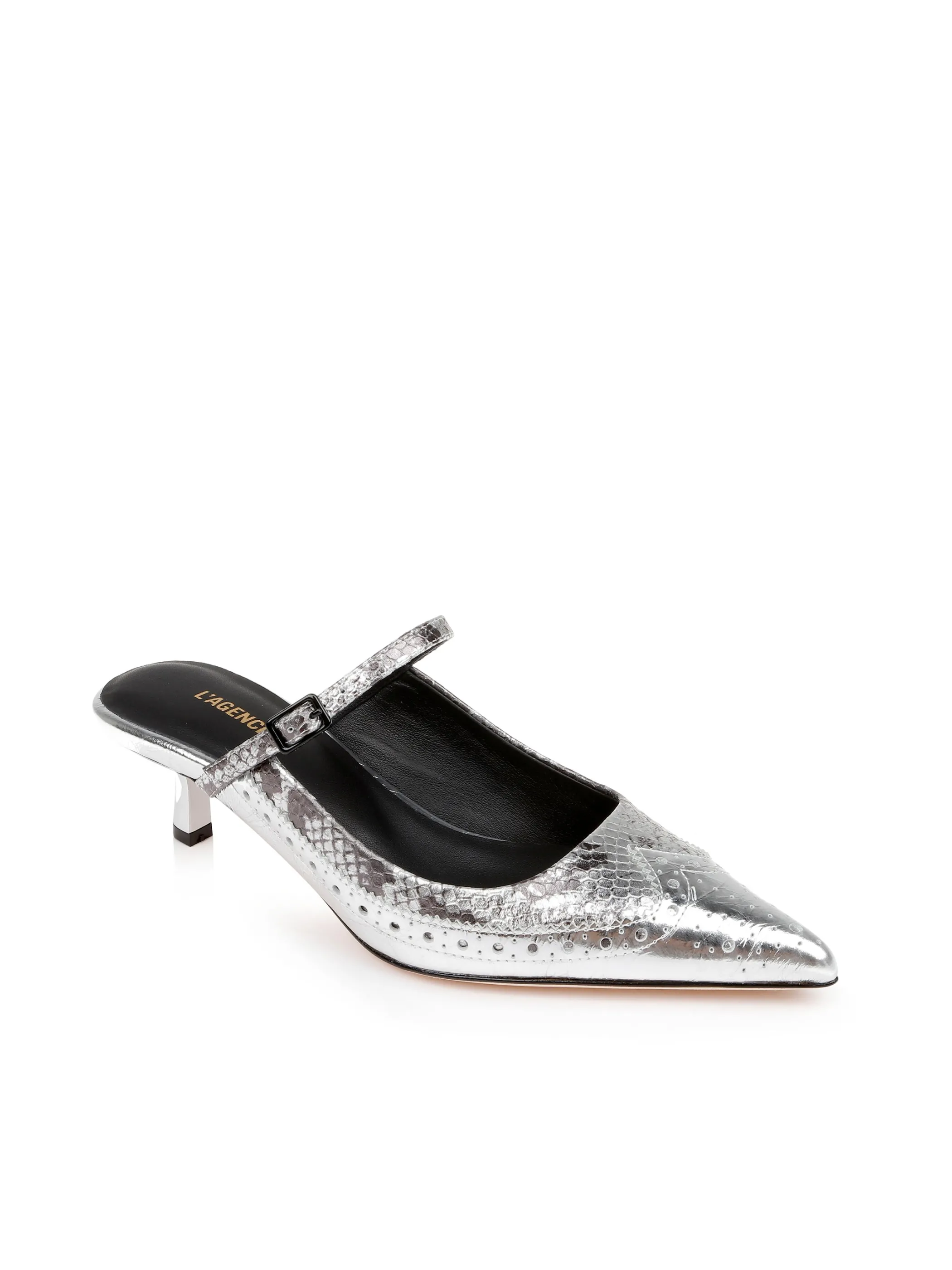 Heels*L'AGENCE ELLE PATENT LEATHER MULE SilverPatentLeather