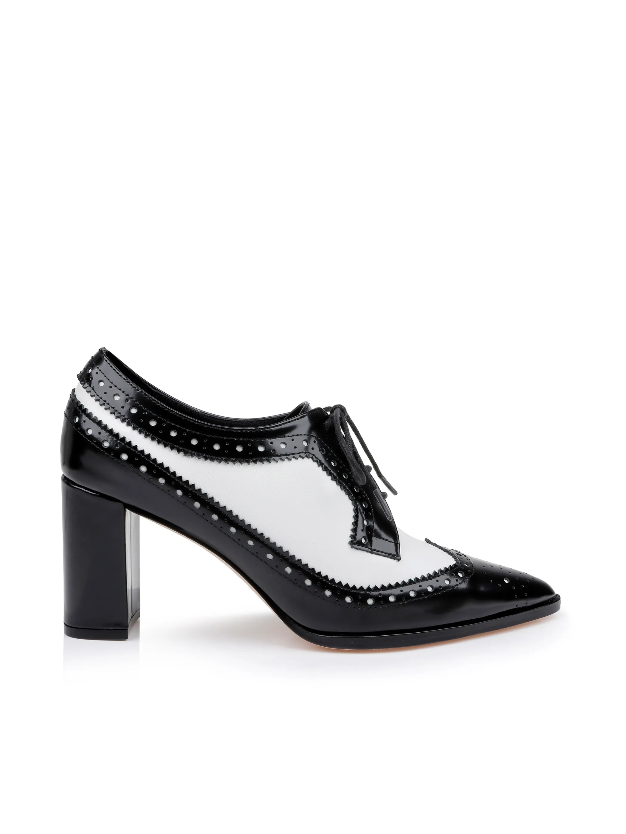 Heels*L'AGENCE ELODIE LEATHER OXFORD PUMP Black/WhitePatent