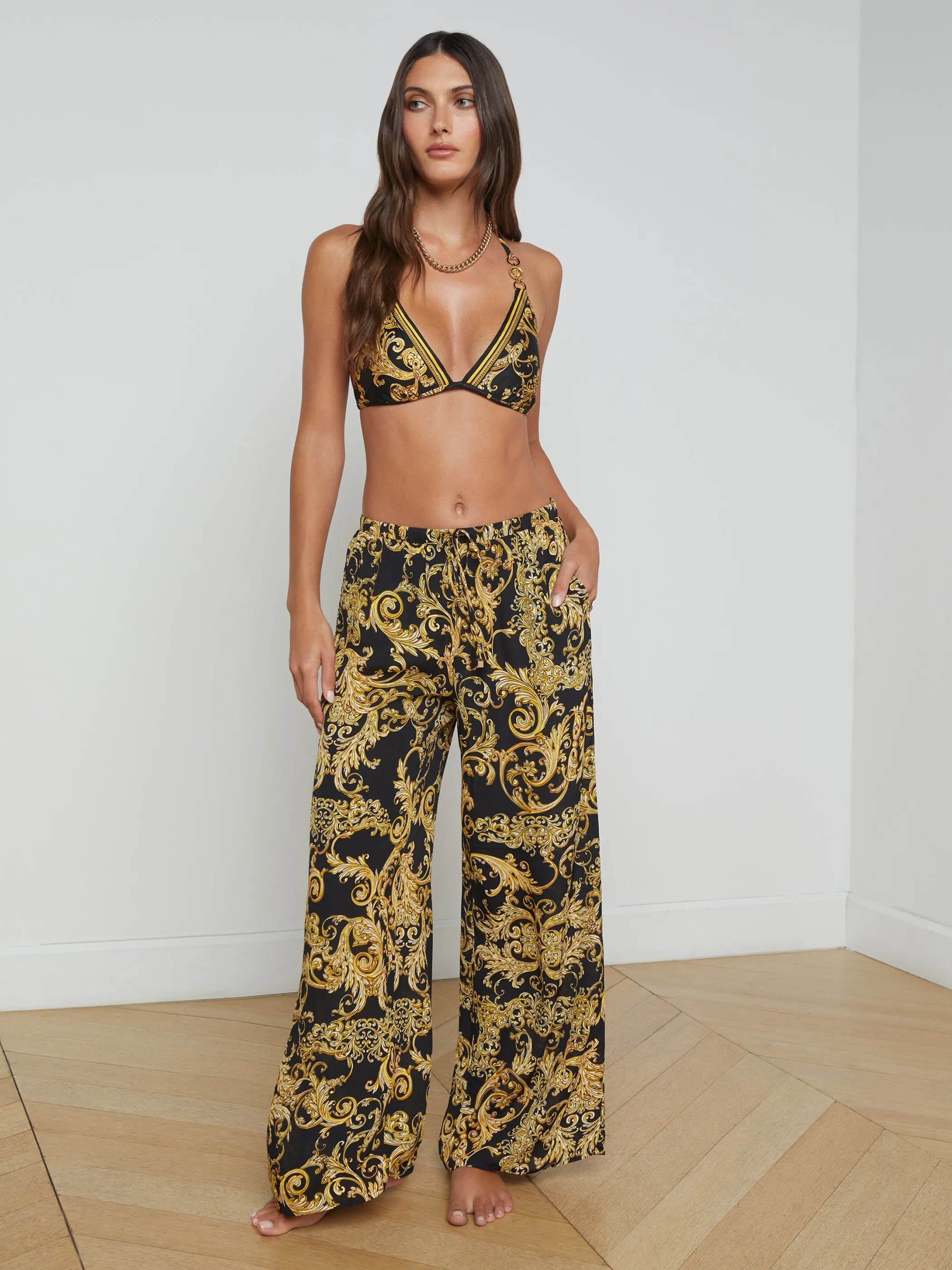 Swimwear | Swimwear*L'AGENCE GERALDINE COVER-UP PANT Black/GoldBaroccoSwirl