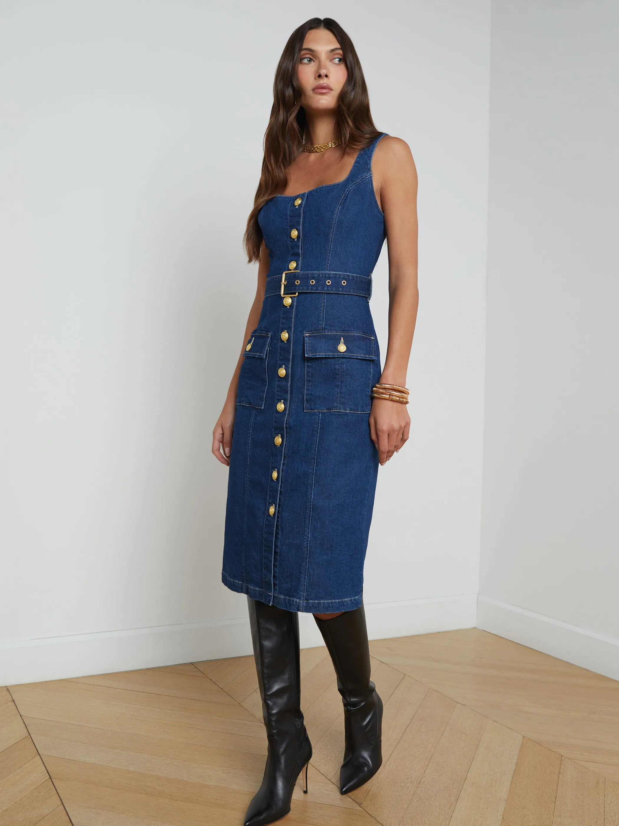 idy_buttonfront_dress_3.webp Dresses & Jumpsuits*L'AGENCE IDY BUTTON-FRONT DRESS Glendale