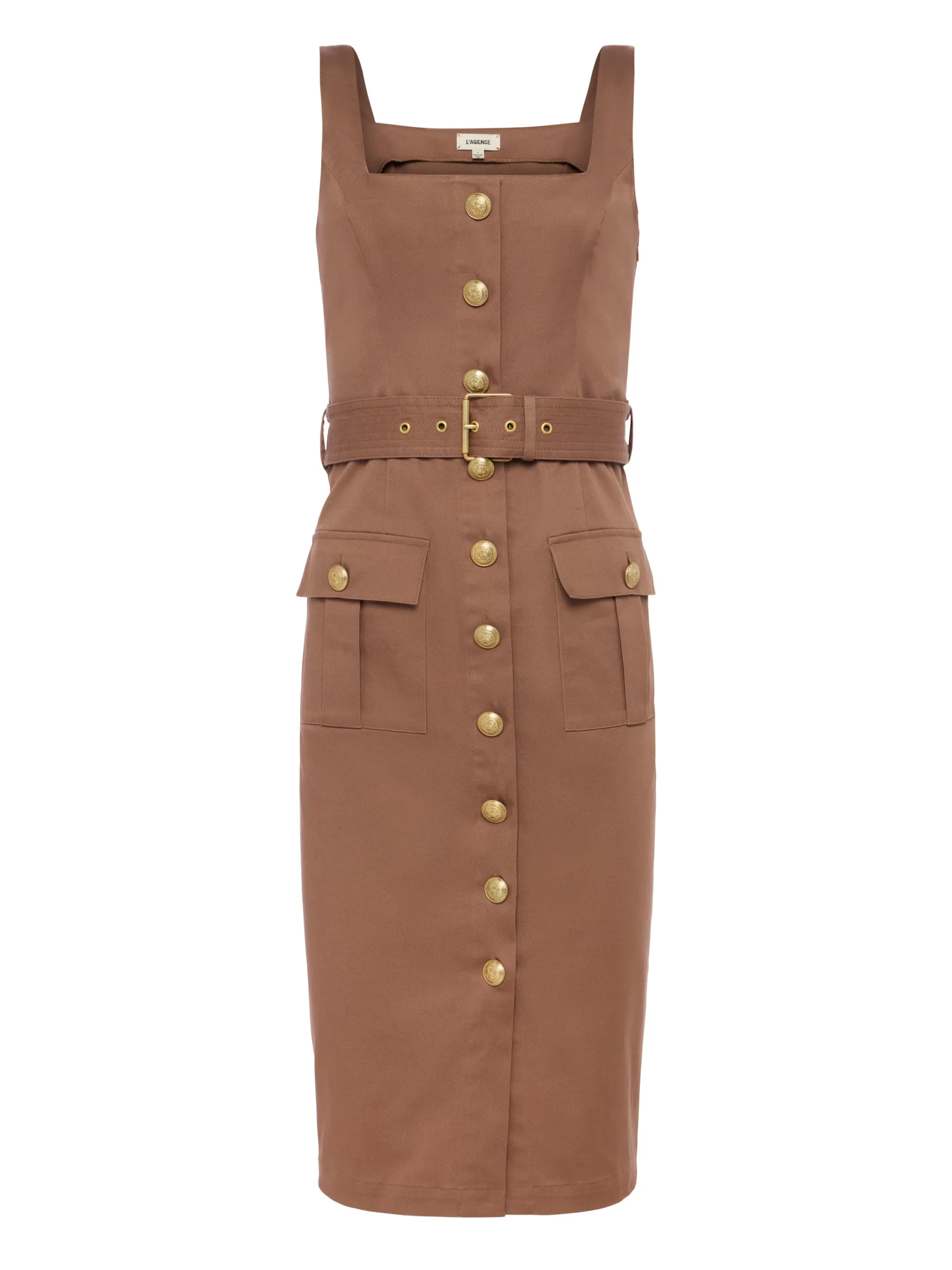 idy_buttonfront_dress_4-3.webp Dresses & Jumpsuits*L'AGENCE IDY BUTTON-FRONT DRESS ChocolateMalt