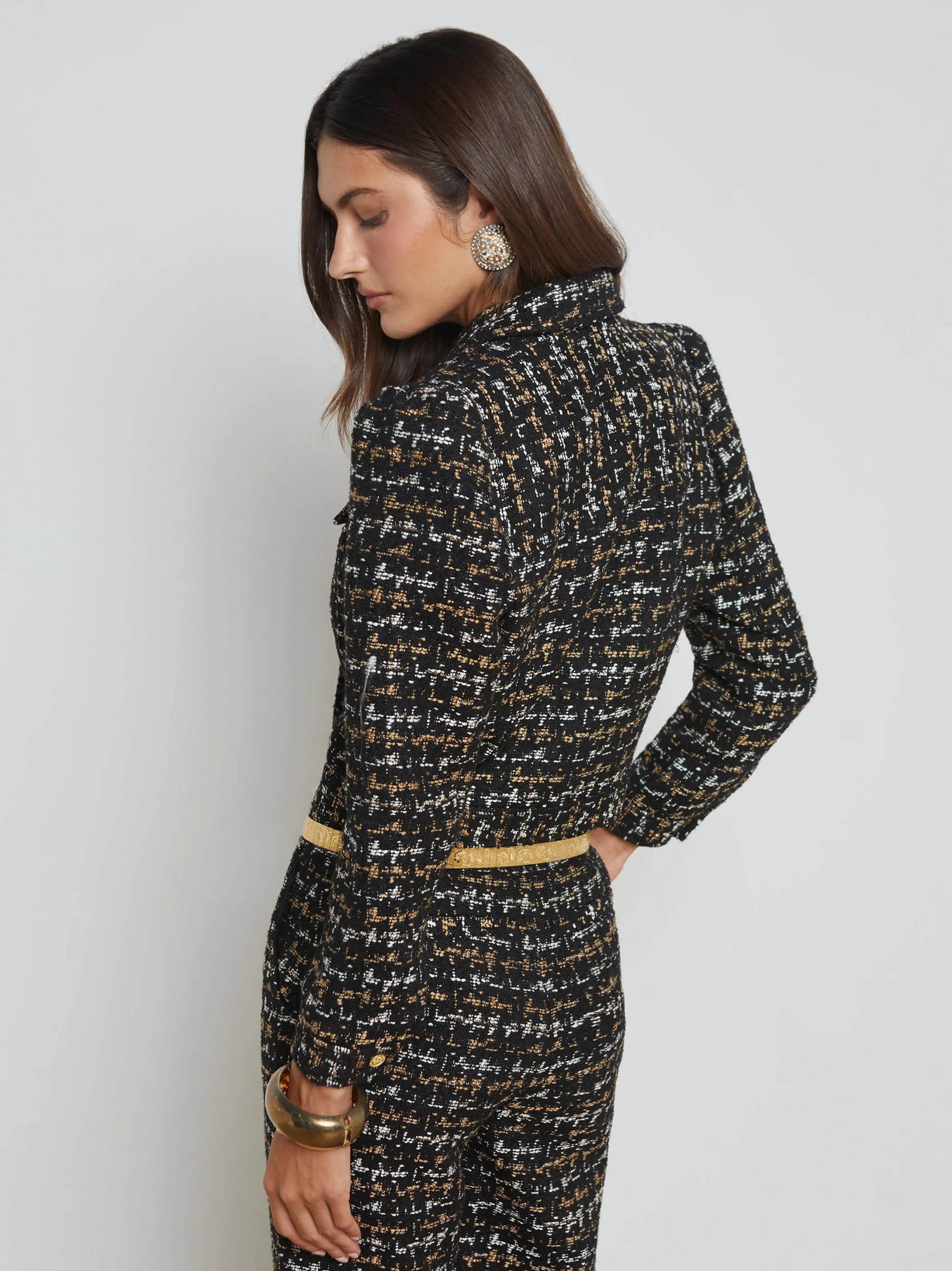 kasey_tweed_jacket_3.webp Matching Sets | Blazers & Jackets*L'AGENCE KASEY TWEED JACKET Black/TanTweed