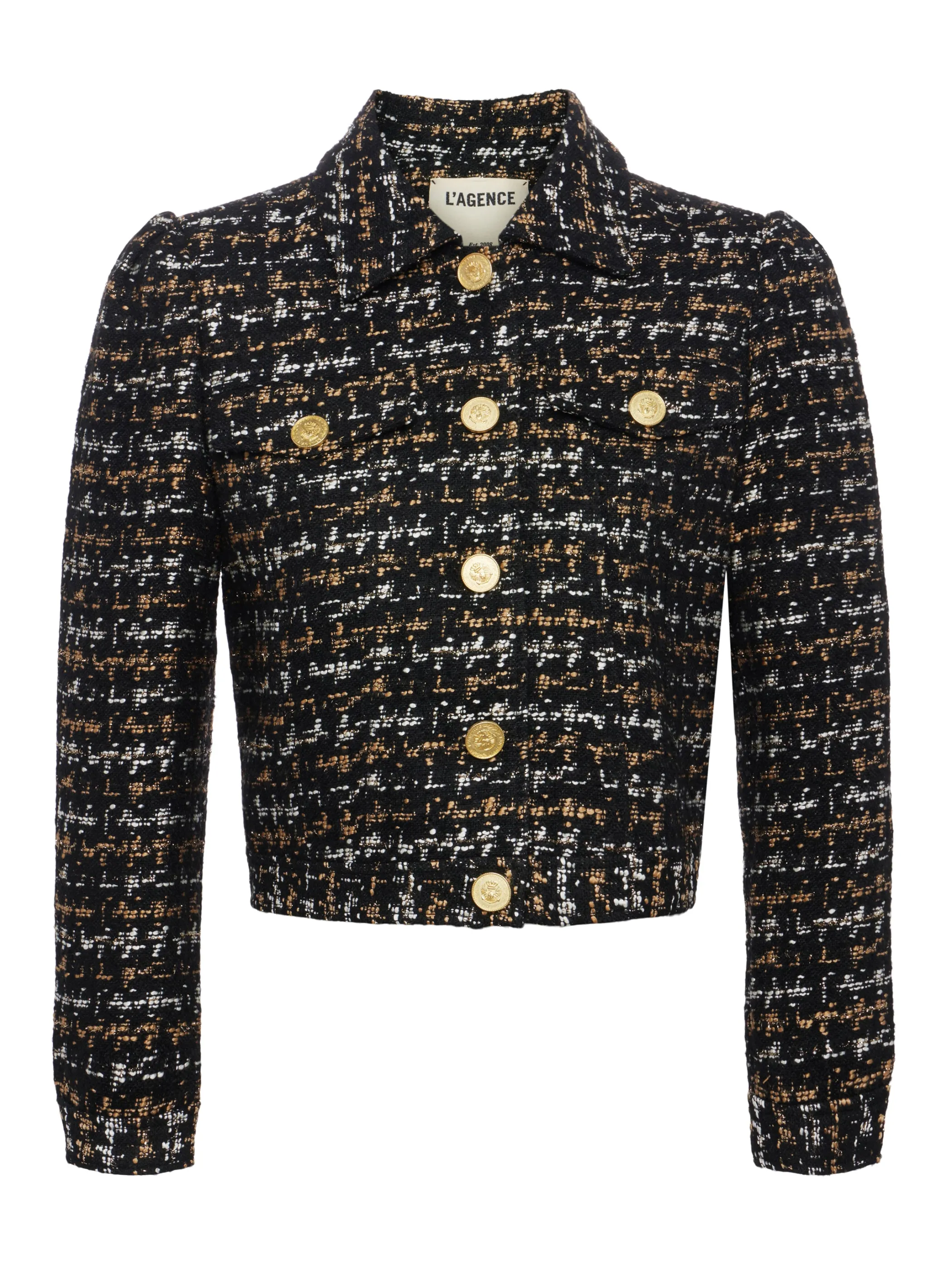 kasey_tweed_jacket_6.webp Matching Sets | Blazers & Jackets*L'AGENCE KASEY TWEED JACKET Black/TanTweed