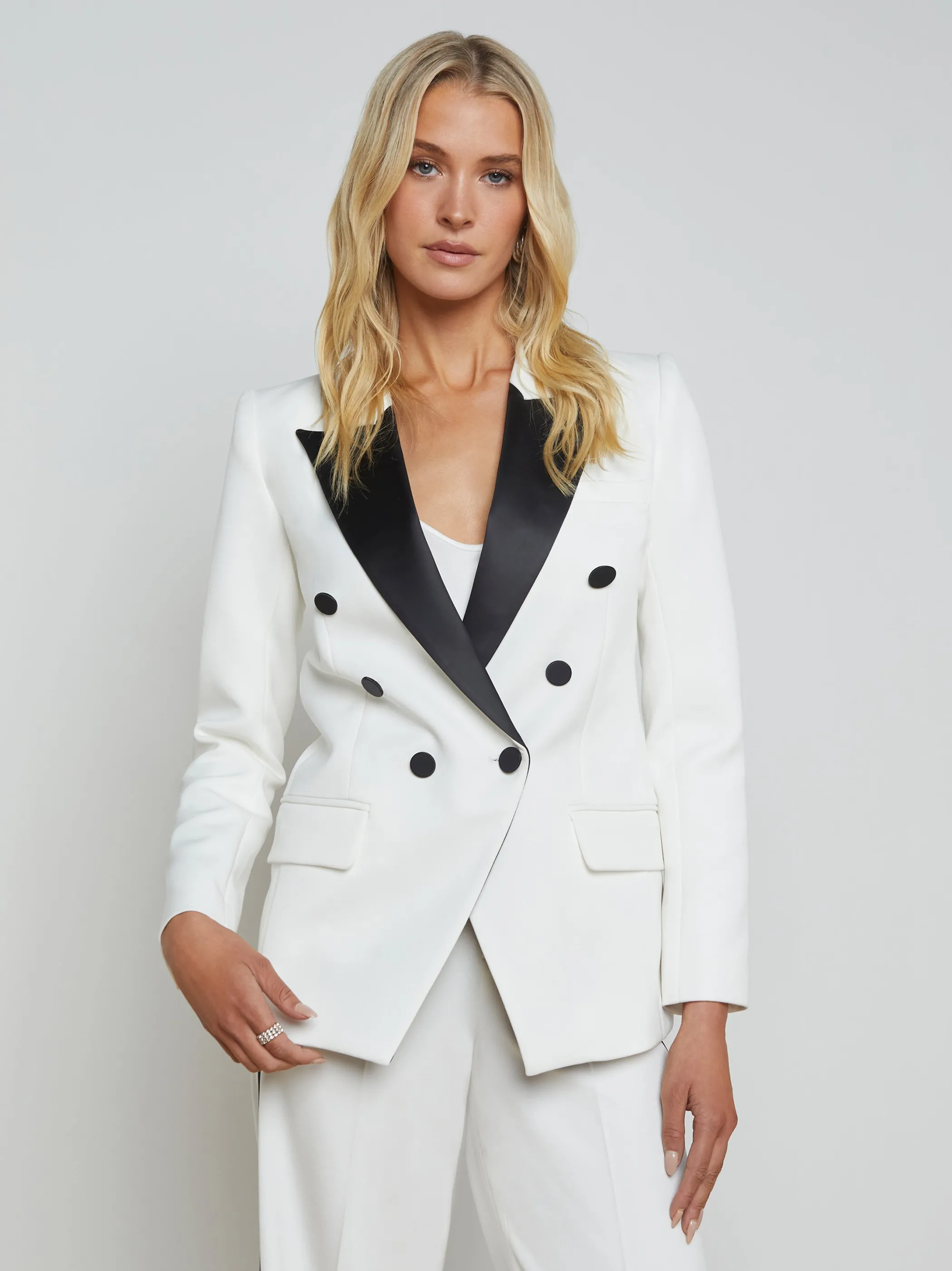 Matching Sets | Blazers & Jackets*L'AGENCE KENDI LONG BLAZER White/Black