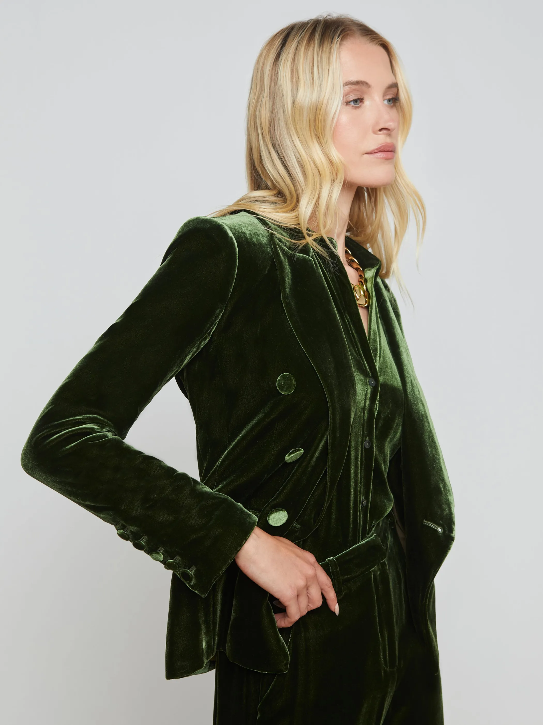 kenzie_velvet_blazer_2.webp Matching Sets | Blazers & Jackets*L'AGENCE KENZIE VELVET BLAZER DeepOlive