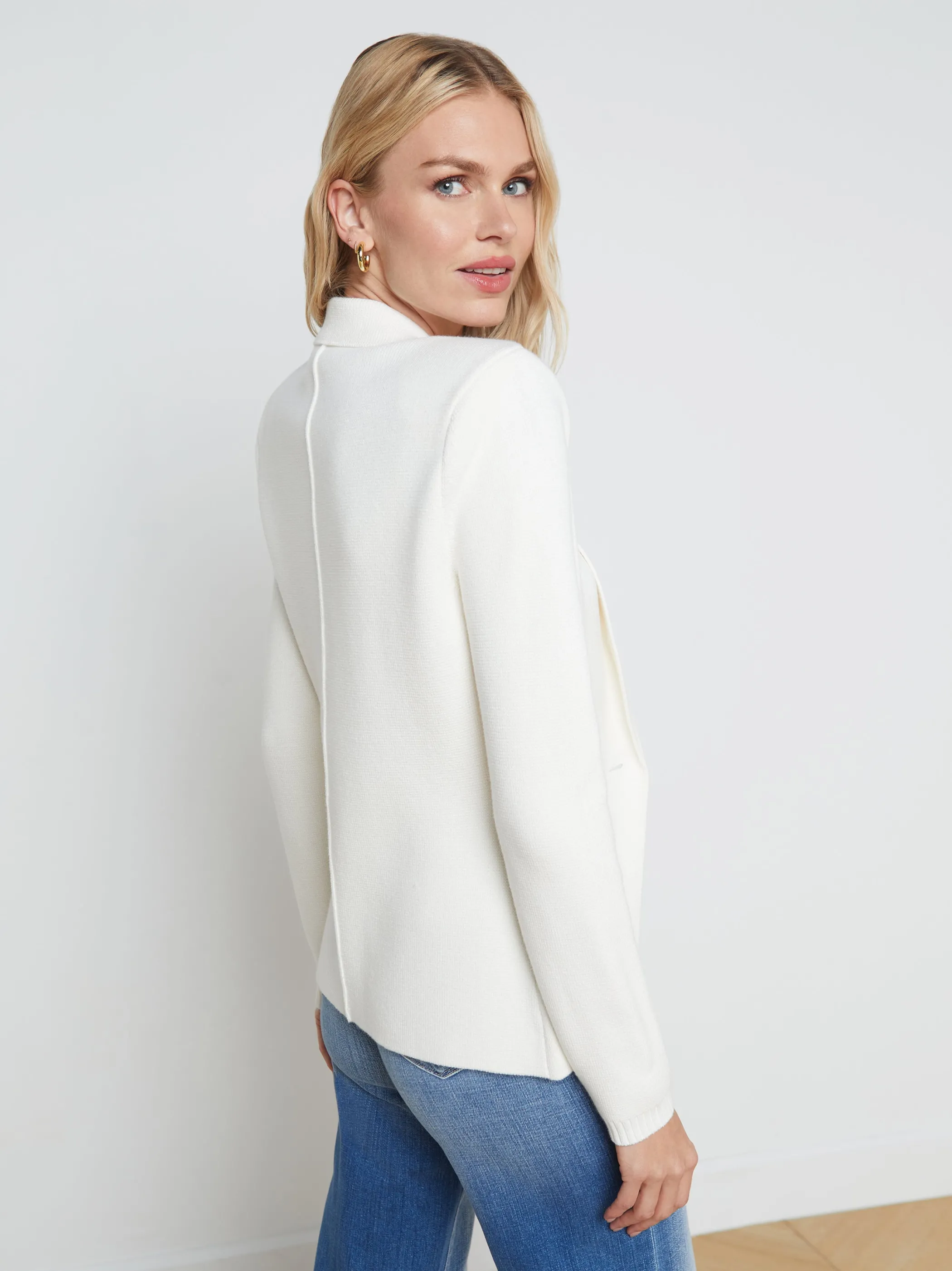 lacey_knit_blazer_3-1.webp Knitwear | Blazers & Jackets*L'AGENCE LACEY KNIT BLAZER Ivory/Ivory