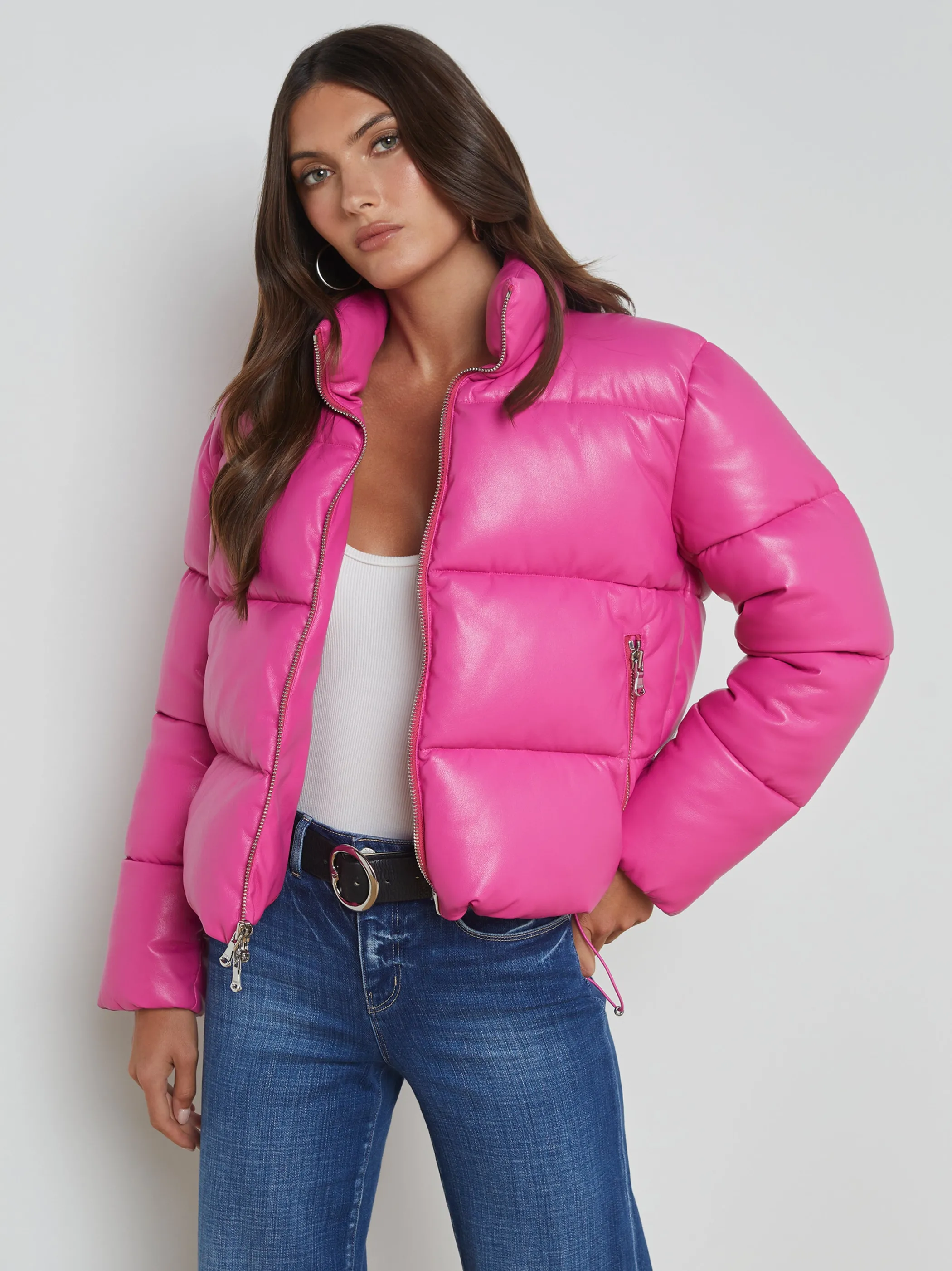 Outerwear | Blazers & Jackets*L'AGENCE LARSEN VEGAN LEATHER PUFFER JACKET DeepPink