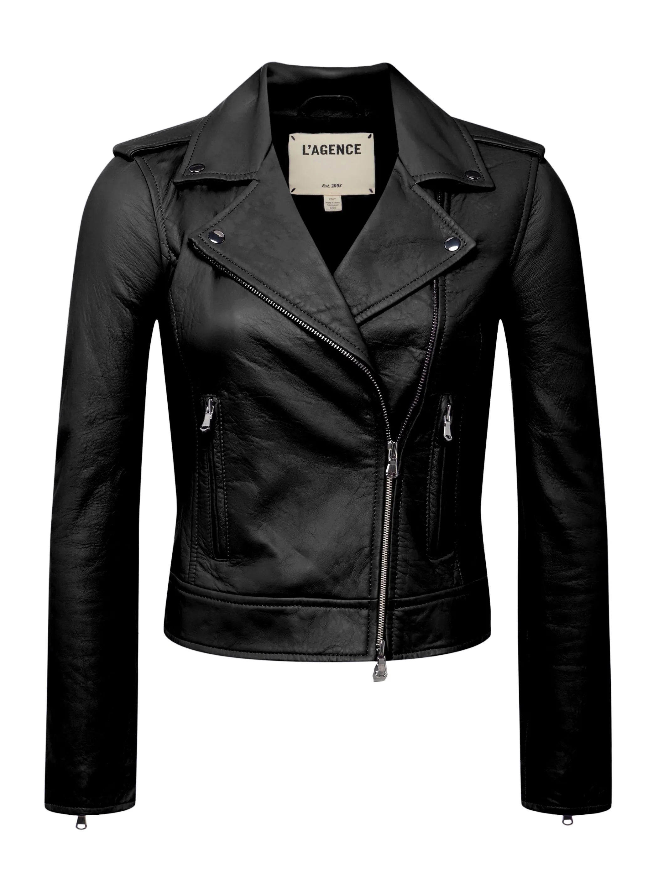 leather_biker_jacket_5.webp Outerwear | Blazers & Jackets*L'AGENCE LEATHER BIKER JACKET Black