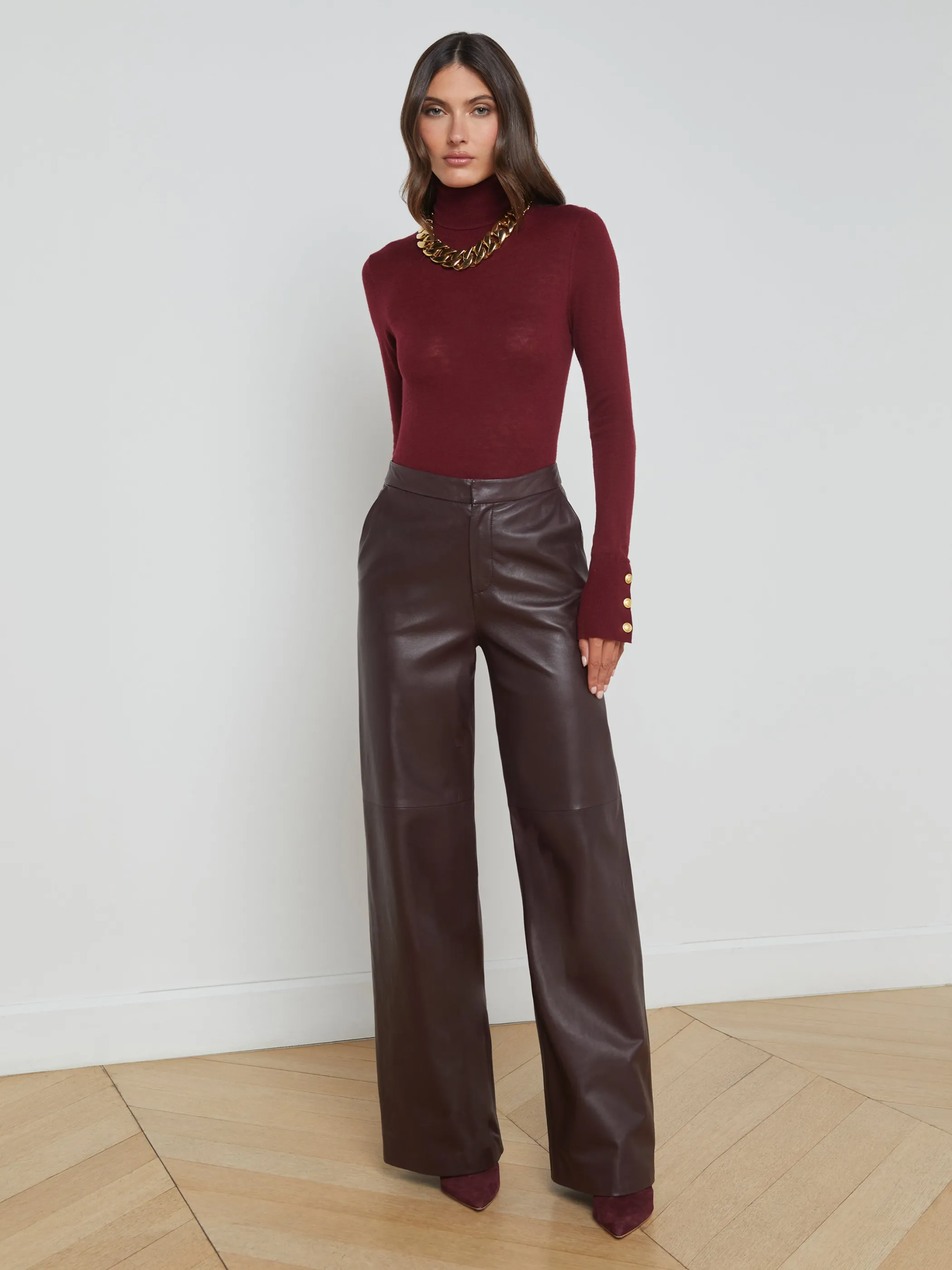 Pants*L'AGENCE LIVVY LEATHER TROUSER DarkSyrah