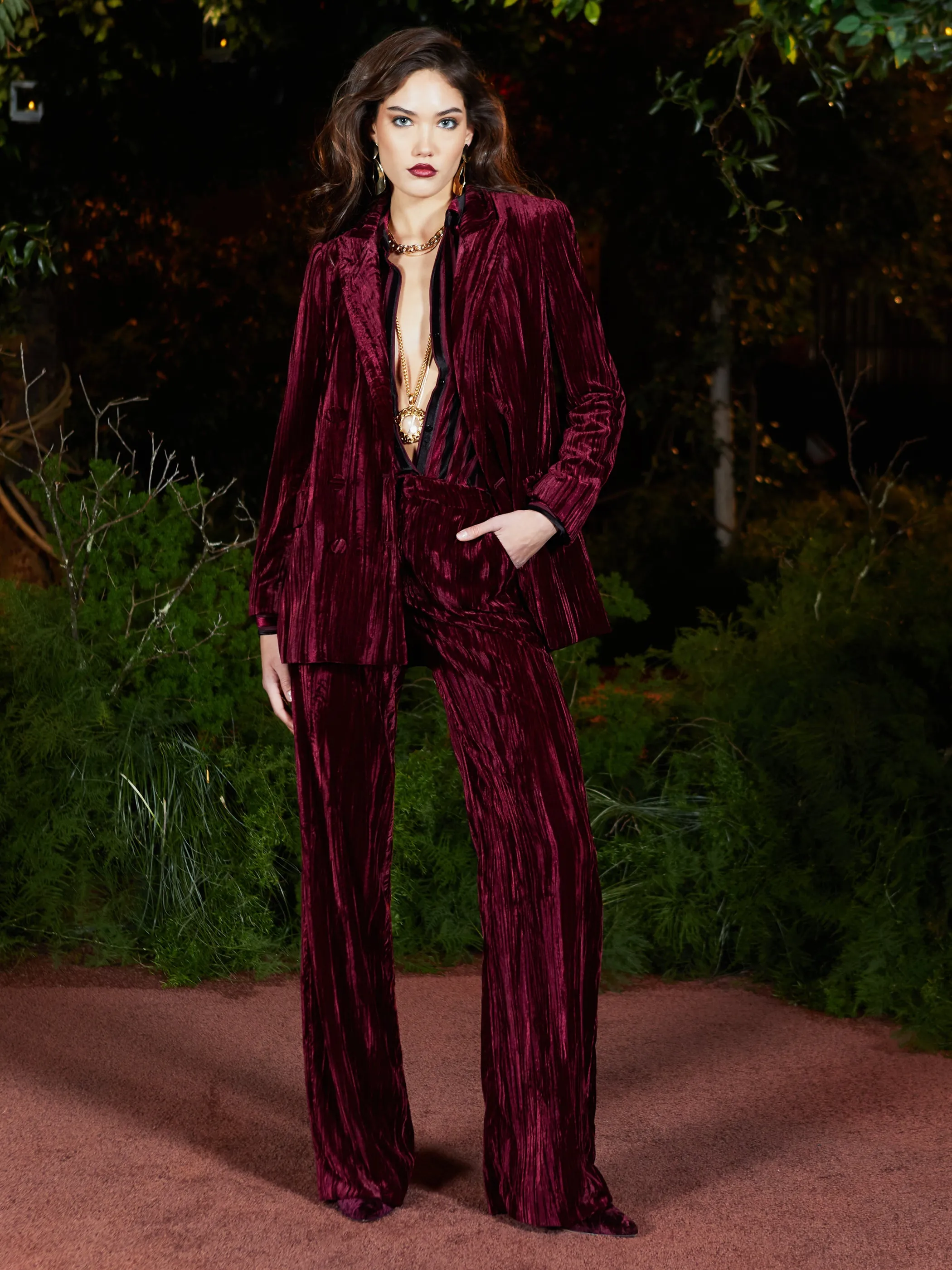 livvy_velvet_trouser_5.webp Matching Sets | Pants*L'AGENCE LIVVY VELVET TROUSER DarkPortVelvet