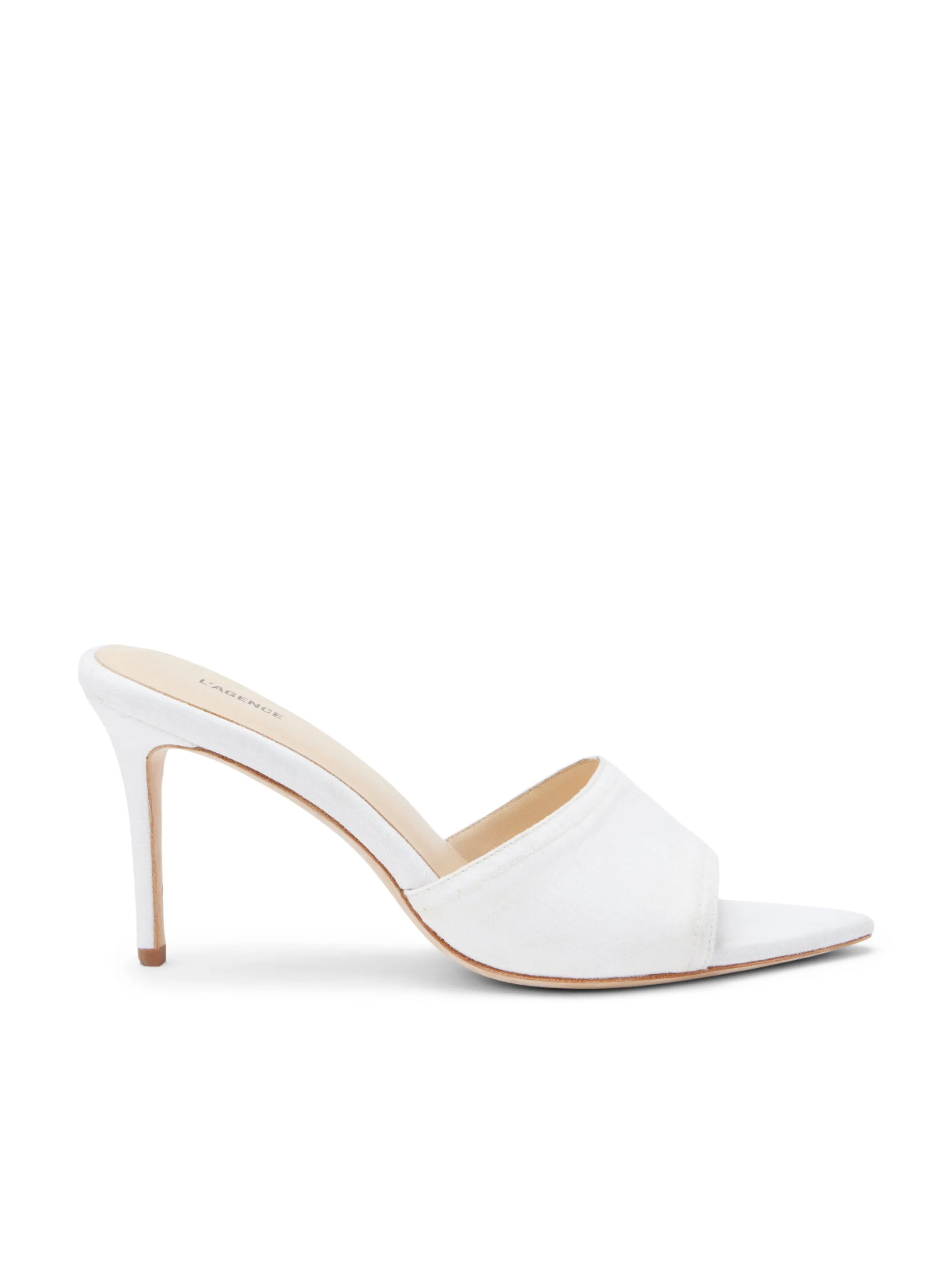 Heels*L'AGENCE LOLITA OPEN TOE MULE WhiteDenim