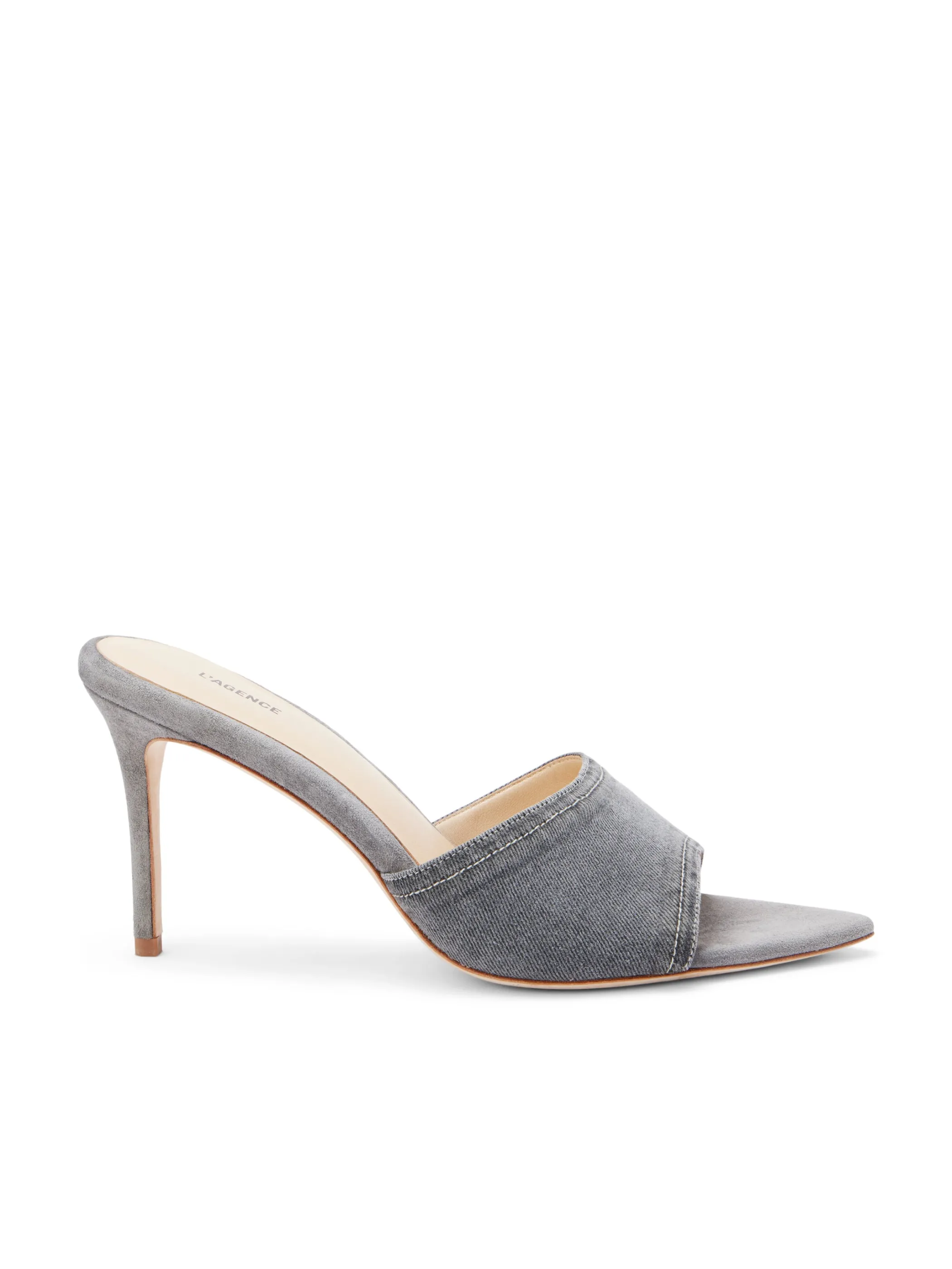 Heels*L'AGENCE LOLITA OPEN TOE MULE GreyDenim