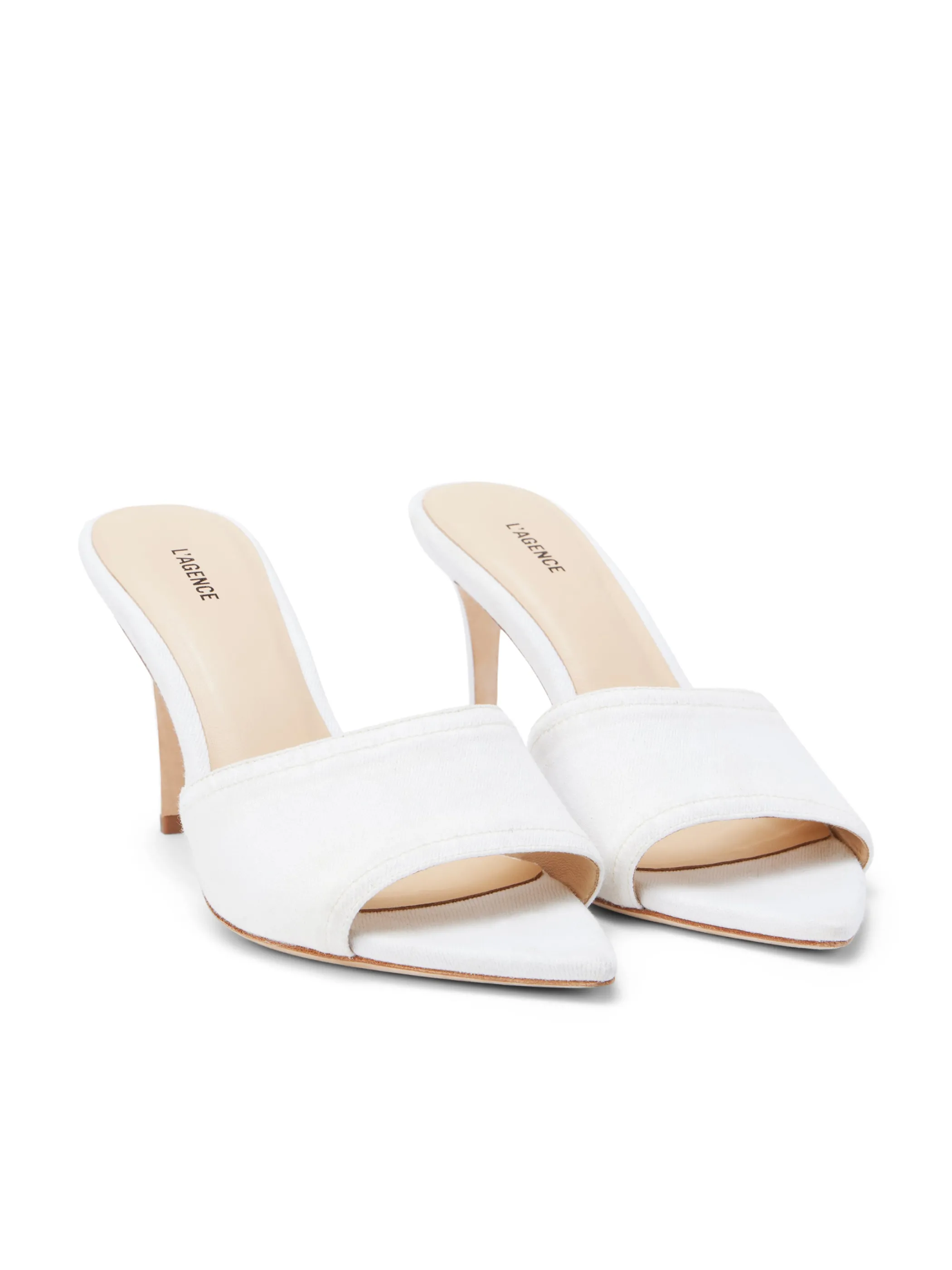 Heels*L'AGENCE LOLITA OPEN TOE MULE WhiteDenim
