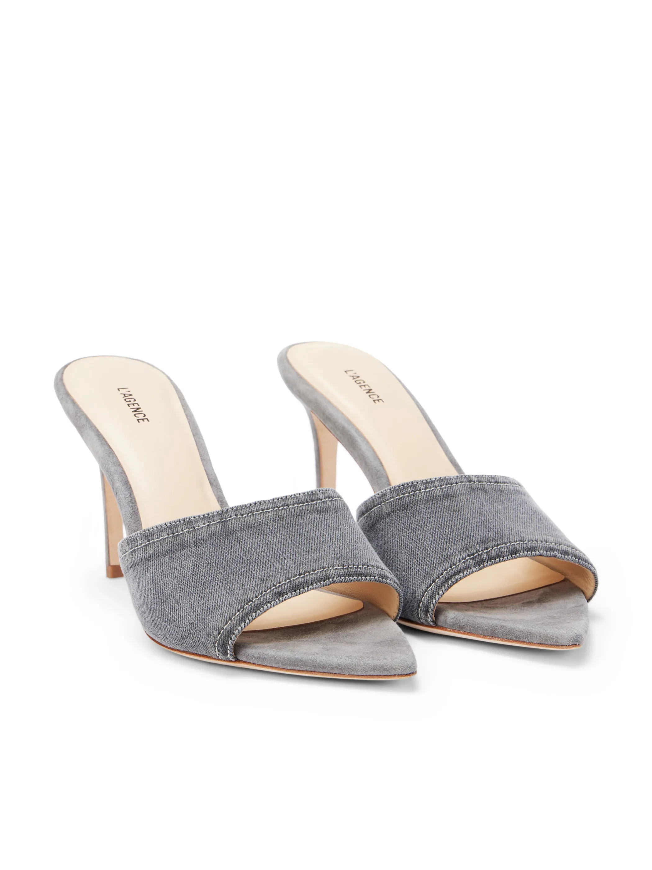 Heels*L'AGENCE LOLITA OPEN TOE MULE GreyDenim