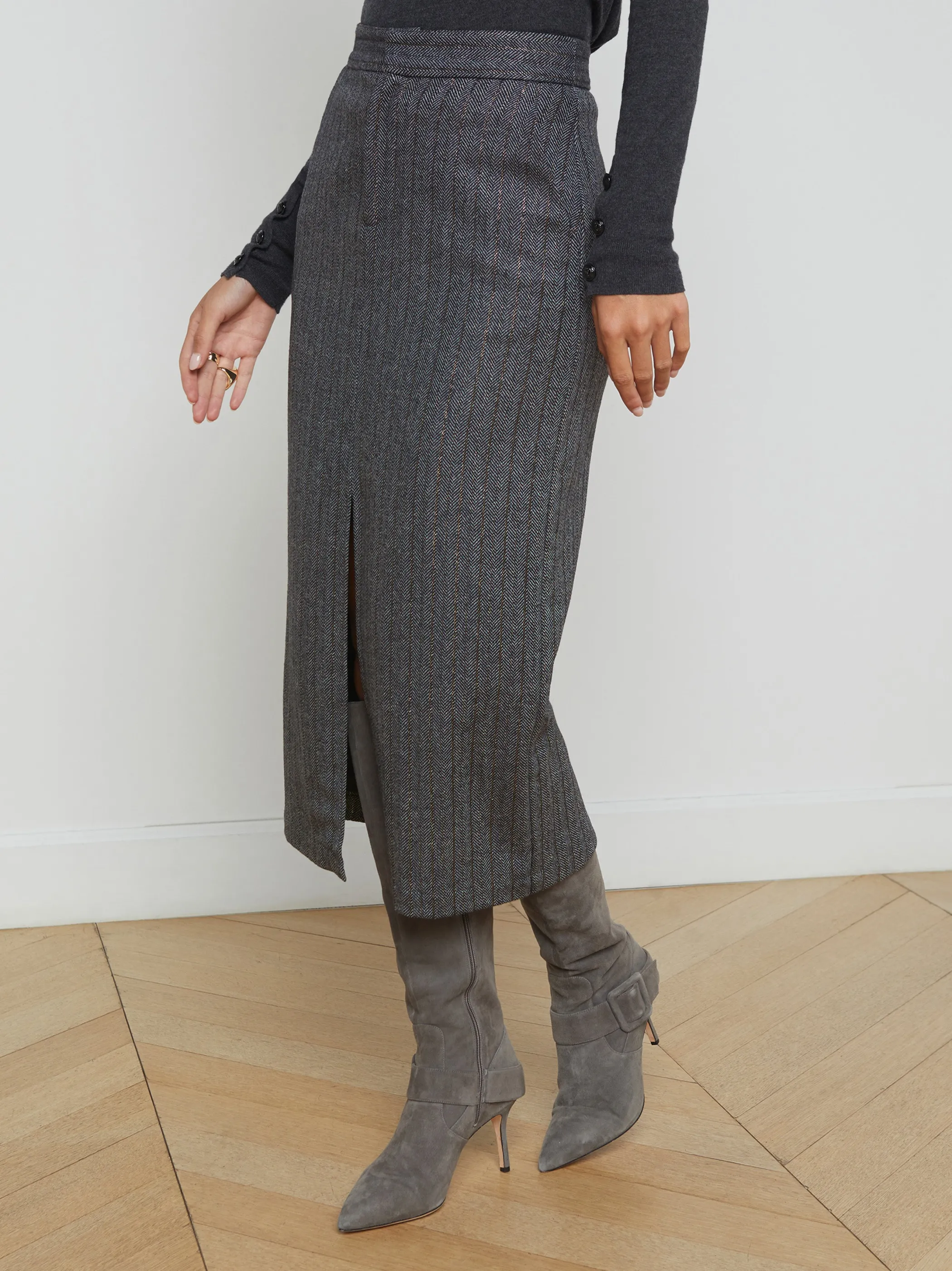 madonna_pinstriped_midi_skirt_2.webp Matching Sets*L'AGENCE MADONNA PINSTRIPED MIDI SKIRT GreyHerringbone