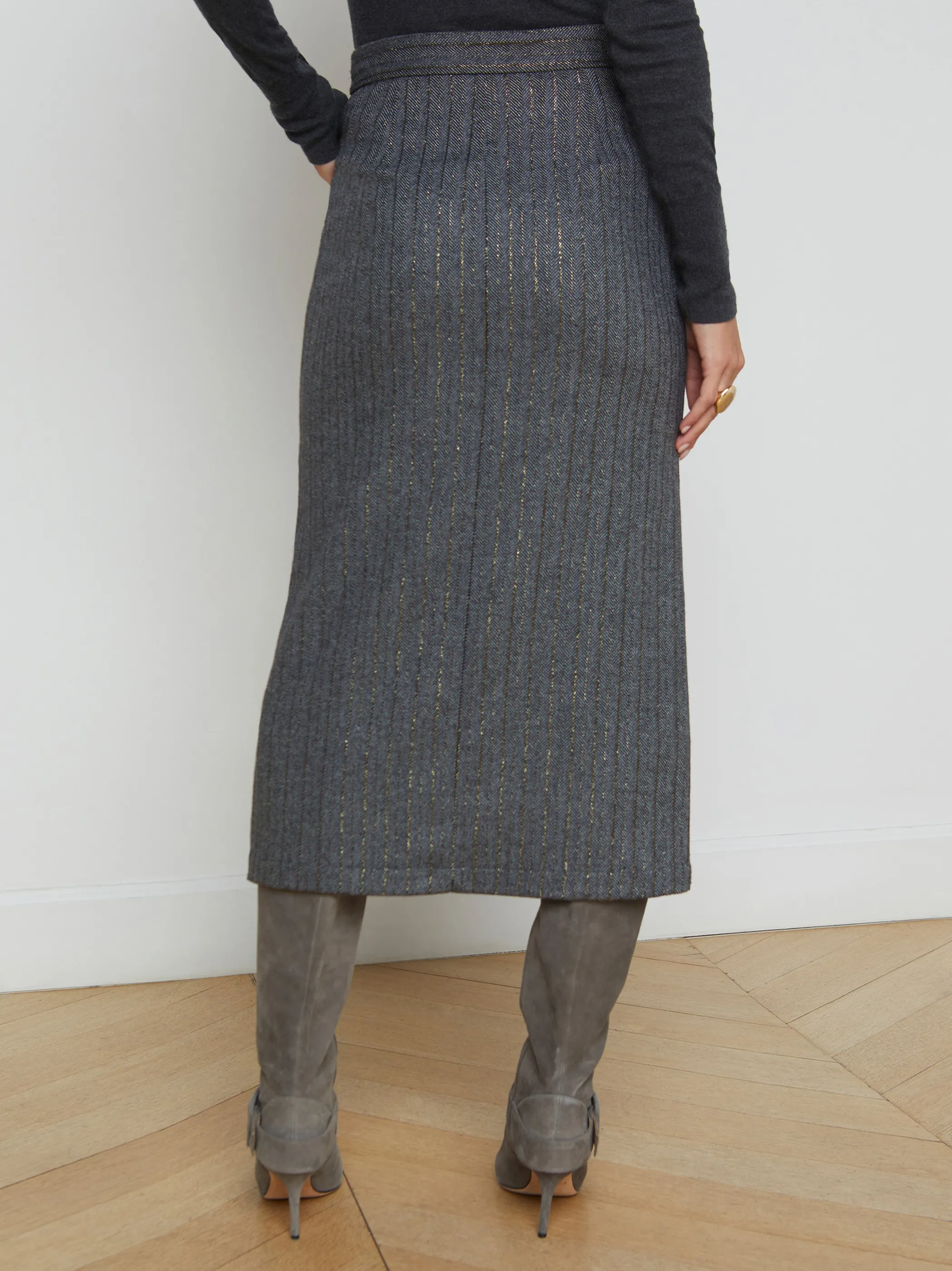 madonna_pinstriped_midi_skirt_3.webp Matching Sets*L'AGENCE MADONNA PINSTRIPED MIDI SKIRT GreyHerringbone