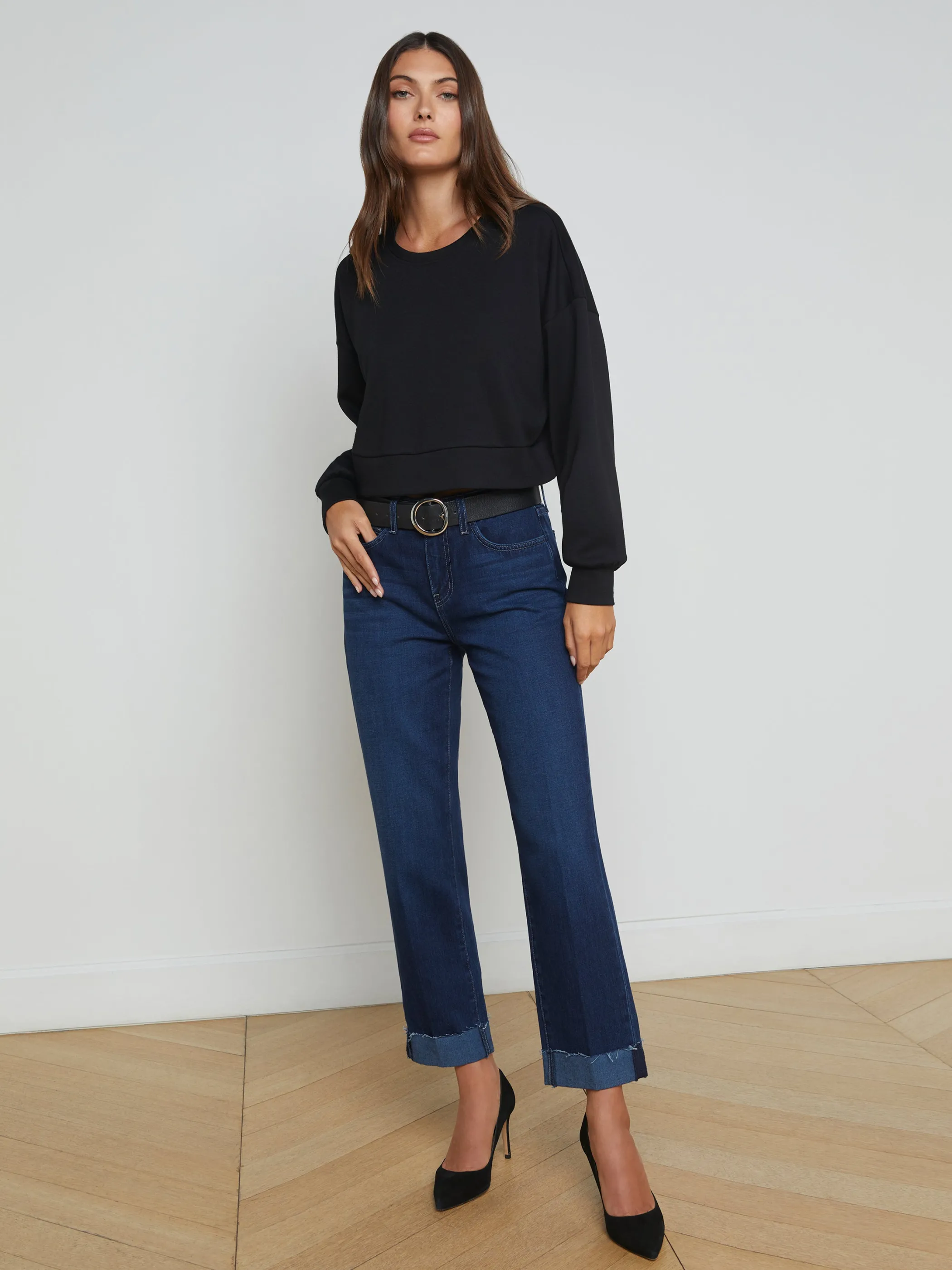 New Denim*L'AGENCE MARIBEL CUFFED STRAIGHT-LEG JEAN Harlan