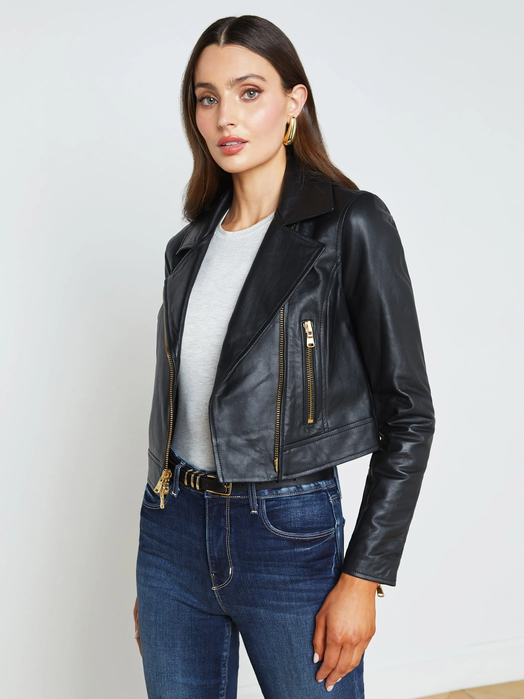 Outerwear | Blazers & Jackets*L'AGENCE ONNA LEATHER JACKET Black
