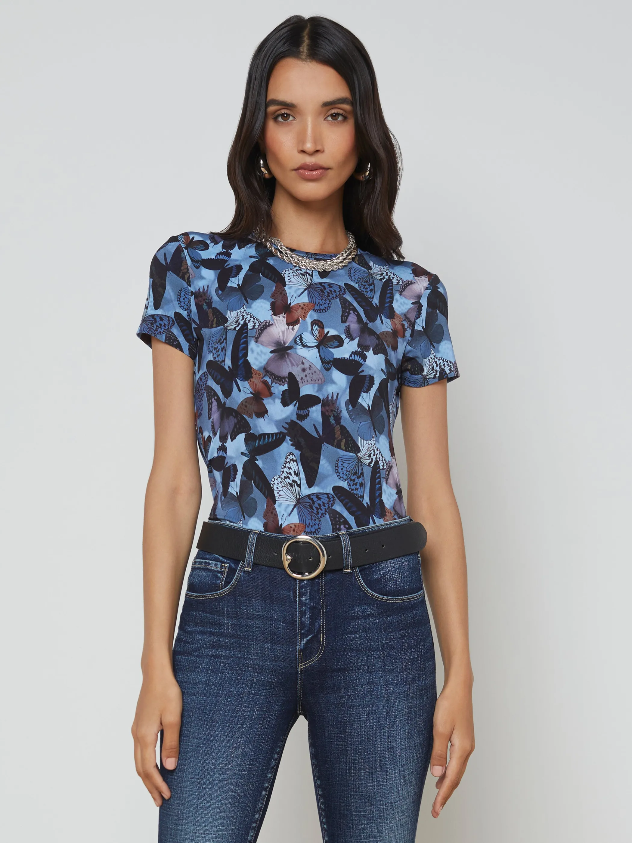 Tees*L'AGENCE RESSI FITTED TEE MultiBlueButterfly