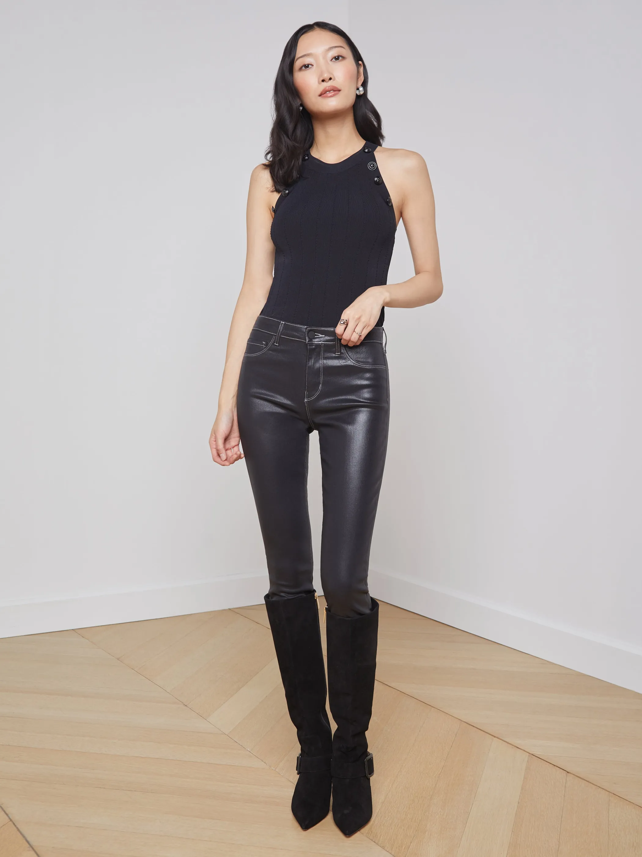 rosemary_button_tank_4.webp Camisoles & Tanks | Blouses & Tops*L'AGENCE ROSEMARY BUTTON TANK Black/Black