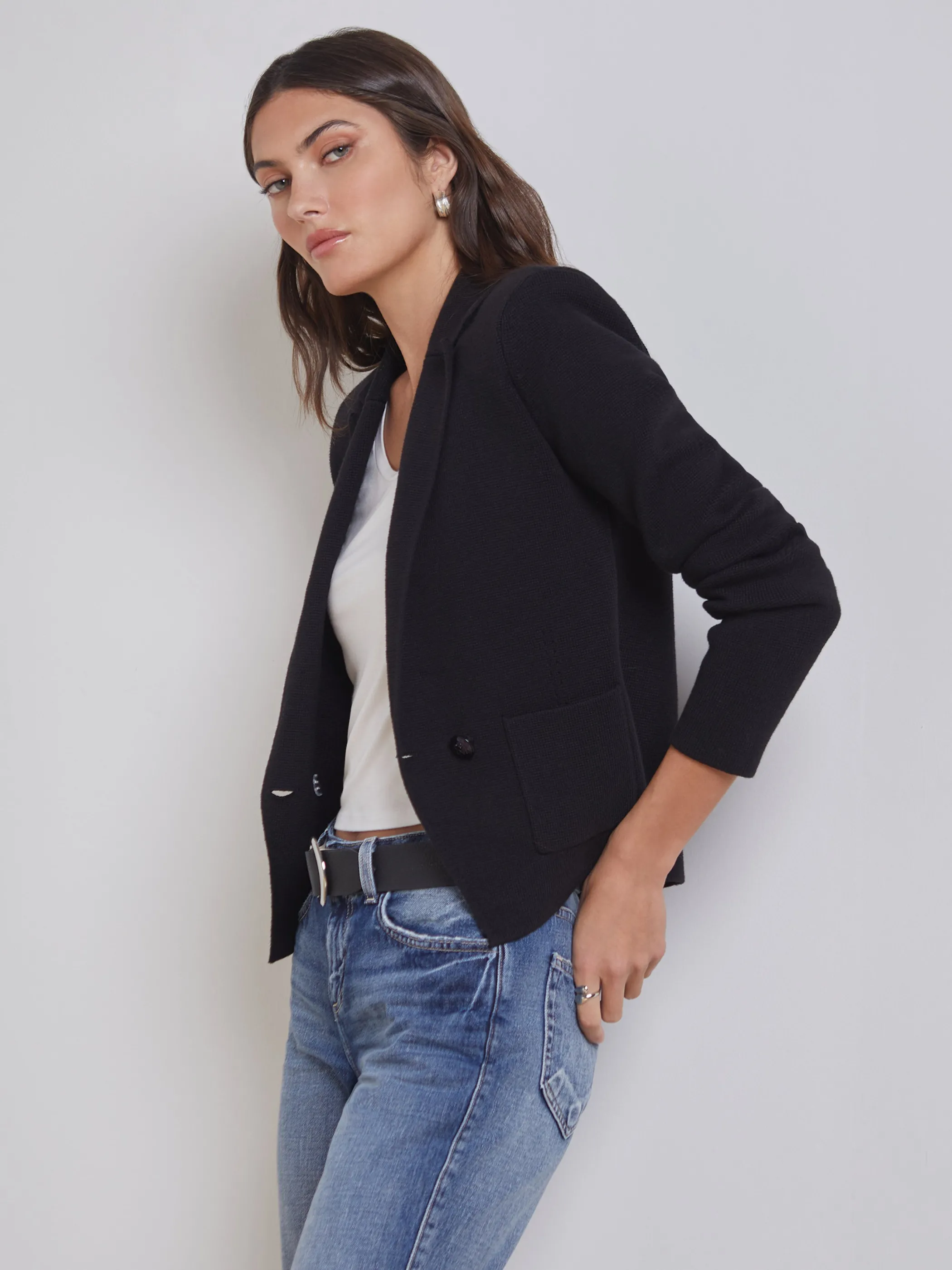 sofia_knit_blazer_3.webp Knitwear | Blazers & Jackets*L'AGENCE SOFIA KNIT BLAZER Black
