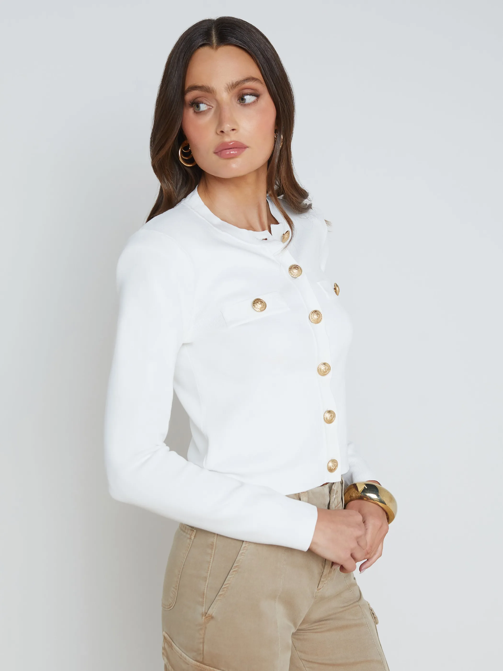 Knitwear*L'AGENCE TOULOUSE CARDIGAN Ivory