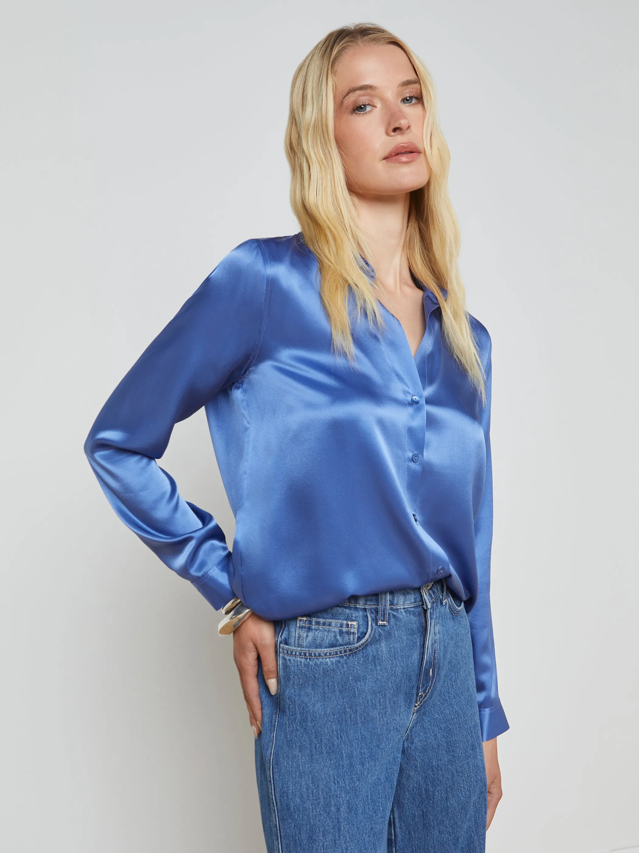 Blouses & Tops*L'AGENCE TYLER SILK BLOUSE DustyPeriwinkle