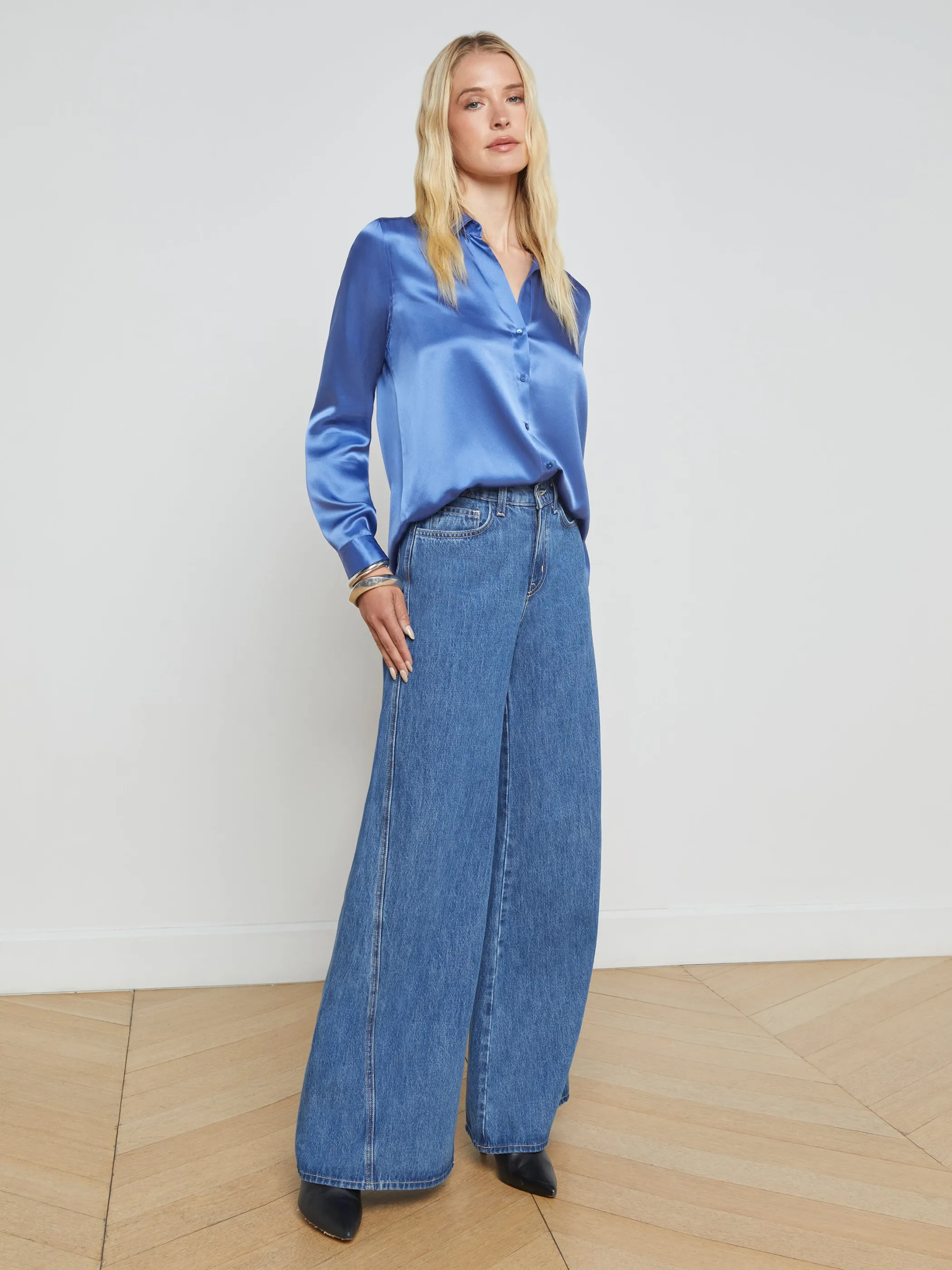 Blouses & Tops*L'AGENCE TYLER SILK BLOUSE DustyPeriwinkle