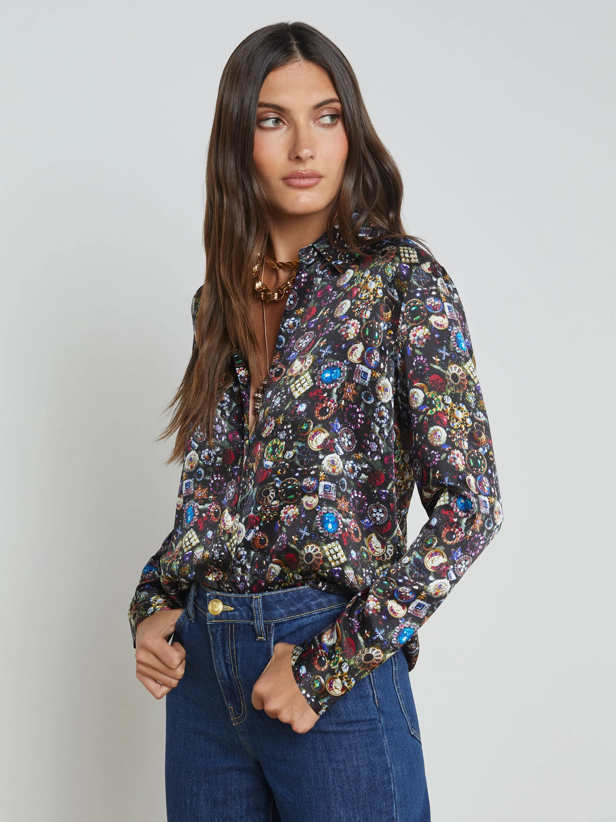 tyler_silk_blouse_2.webp Blouses & Tops*L'AGENCE TYLER SILK BLOUSE BlackMultiVintageJewels