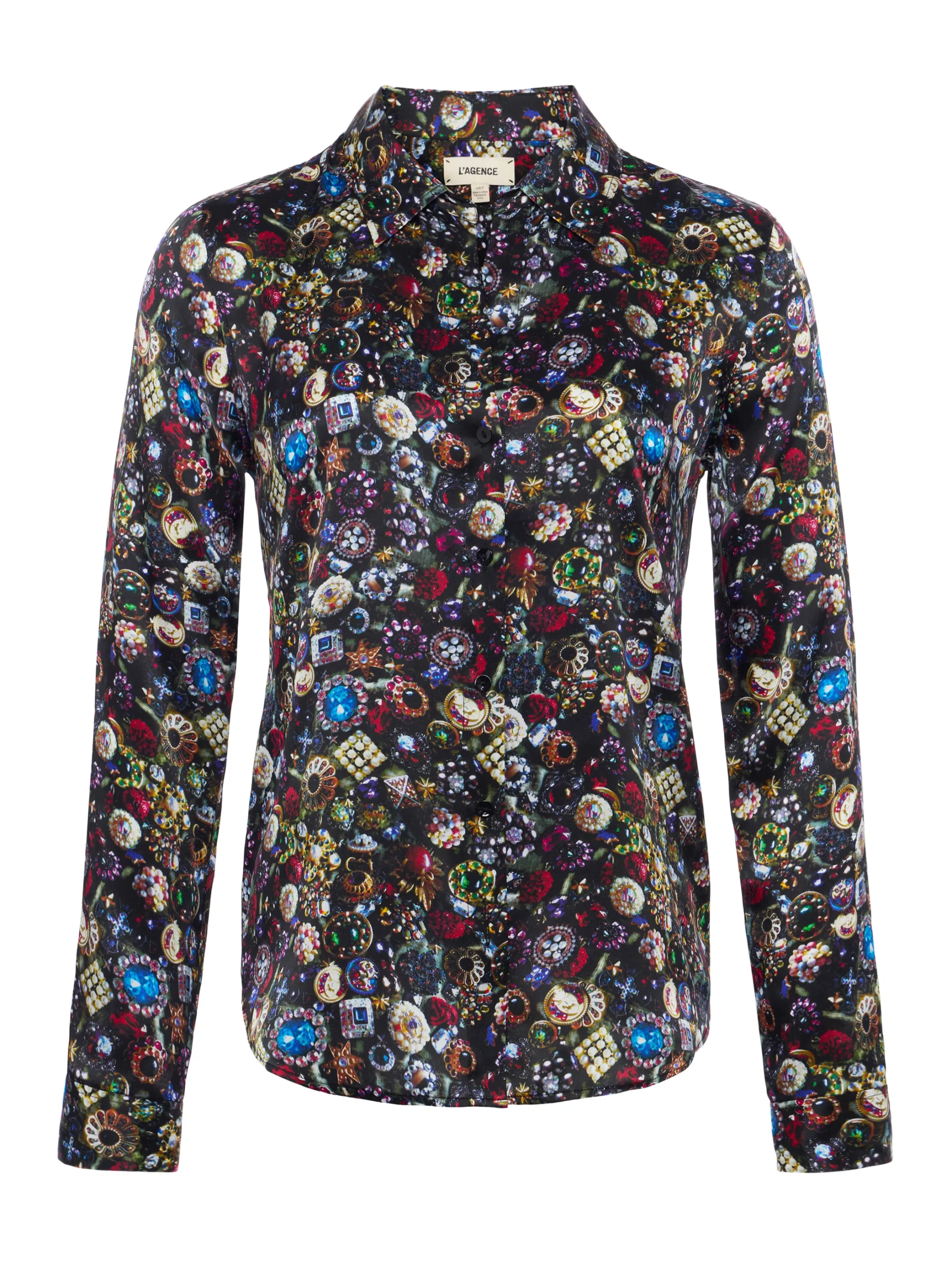tyler_silk_blouse_5.webp Blouses & Tops*L'AGENCE TYLER SILK BLOUSE BlackMultiVintageJewels