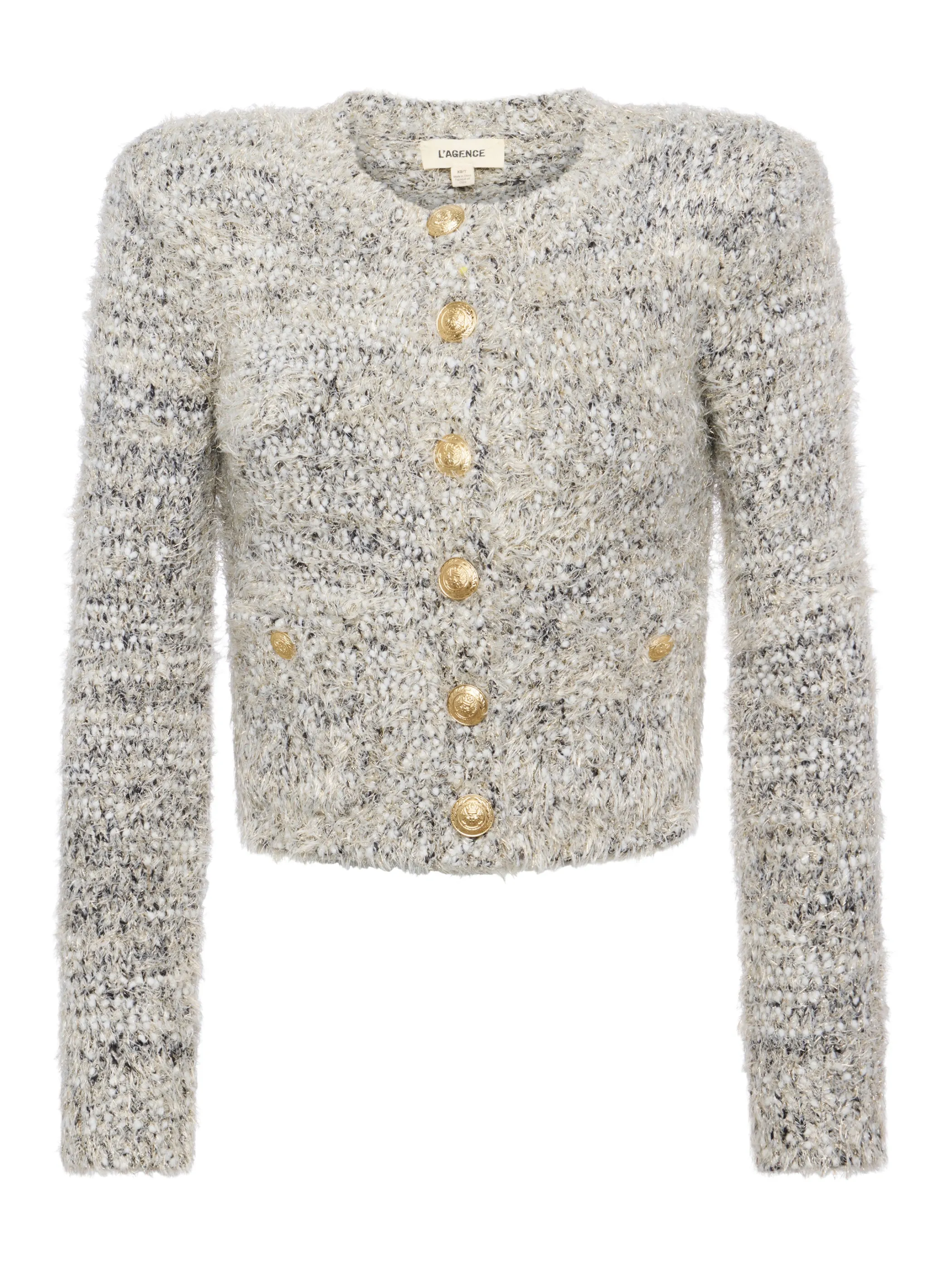 una_cardigan_4.webp Blouses & Tops | Knitwear*L'AGENCE UNA CARDIGAN Black/Ivory/GoldMulti