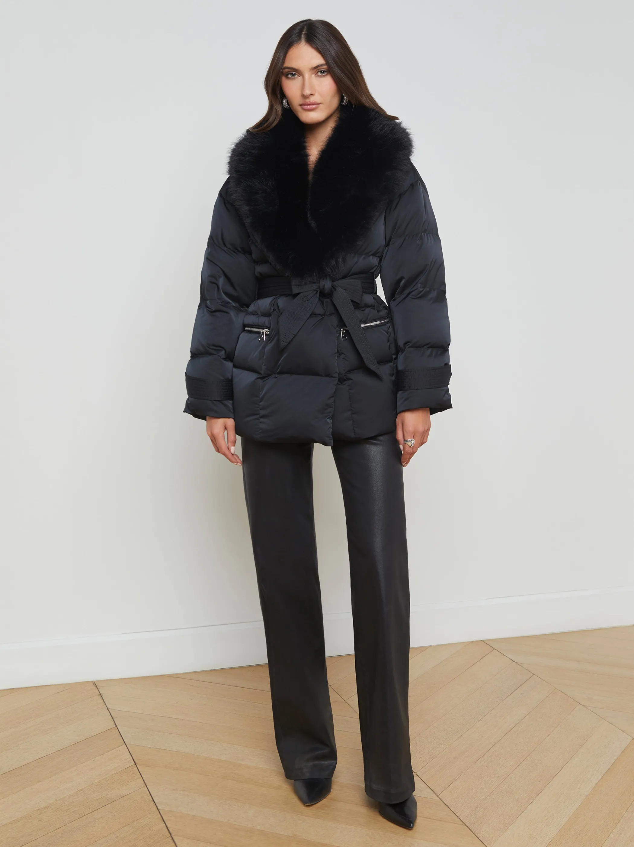 vail_faux_fur_down_coat_3.webp Outerwear | Blazers & Jackets*L'AGENCE VAIL FAUX FUR DOWN COAT Black