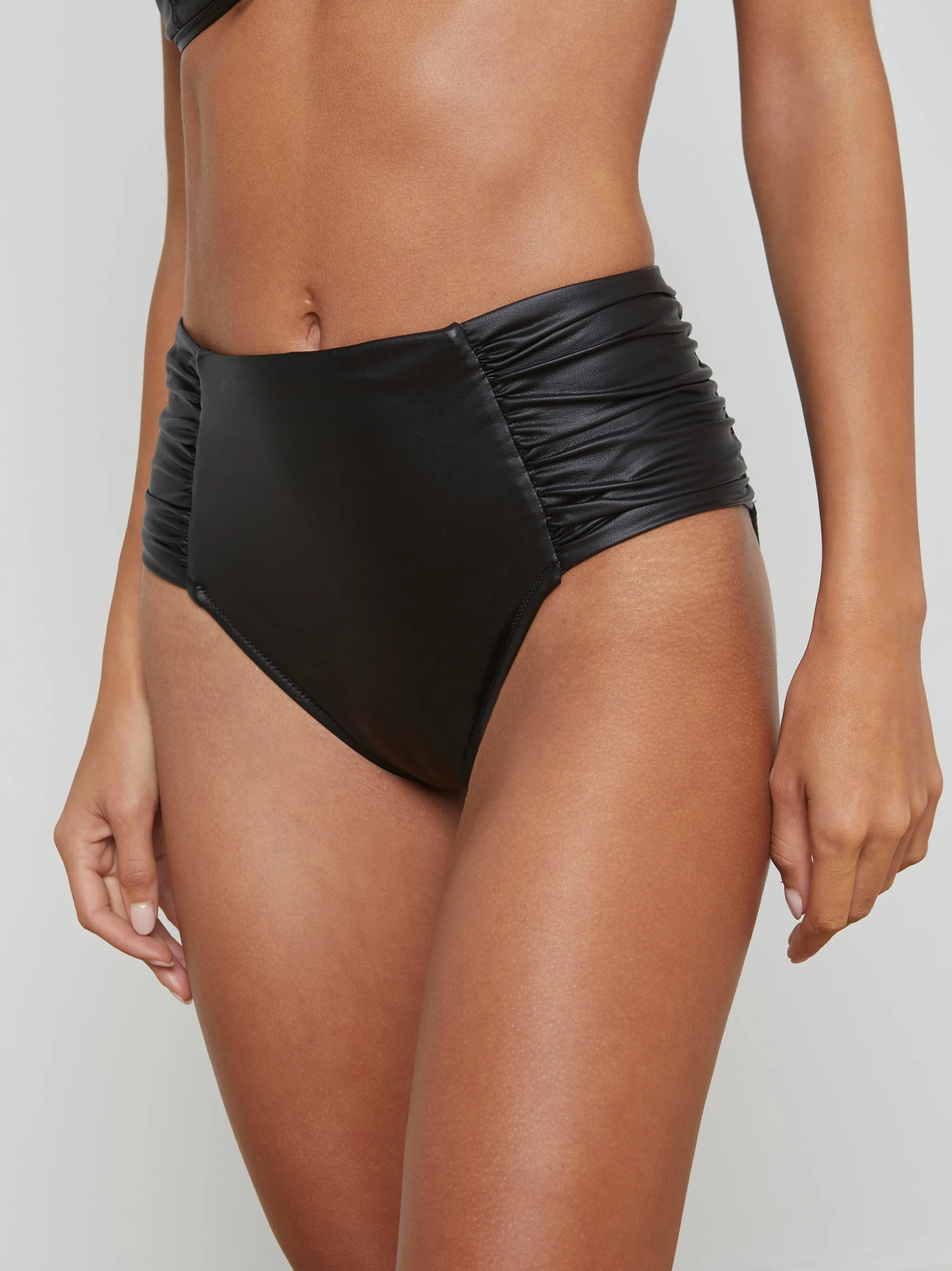 Swimwear | Swimwear*L'AGENCE VANESSA FAUX LEATHER BIKINI BOTTOM BlackLeather