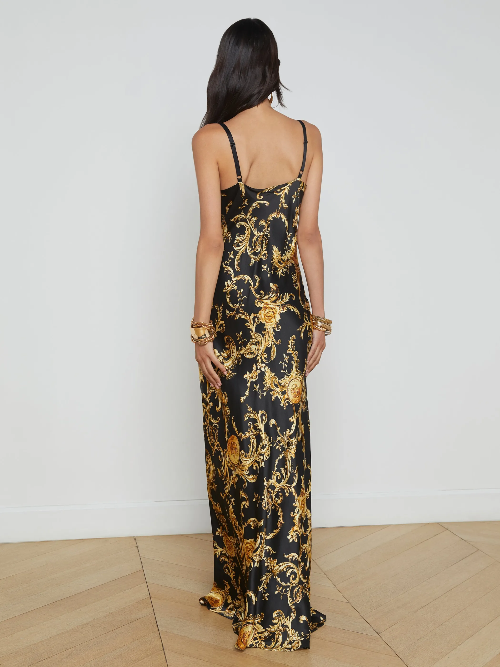 venice_silk_gown_3.webp Dresses & Jumpsuits*L'AGENCE VENICE SILK GOWN Black/GoldLargeBaroccoSwirl